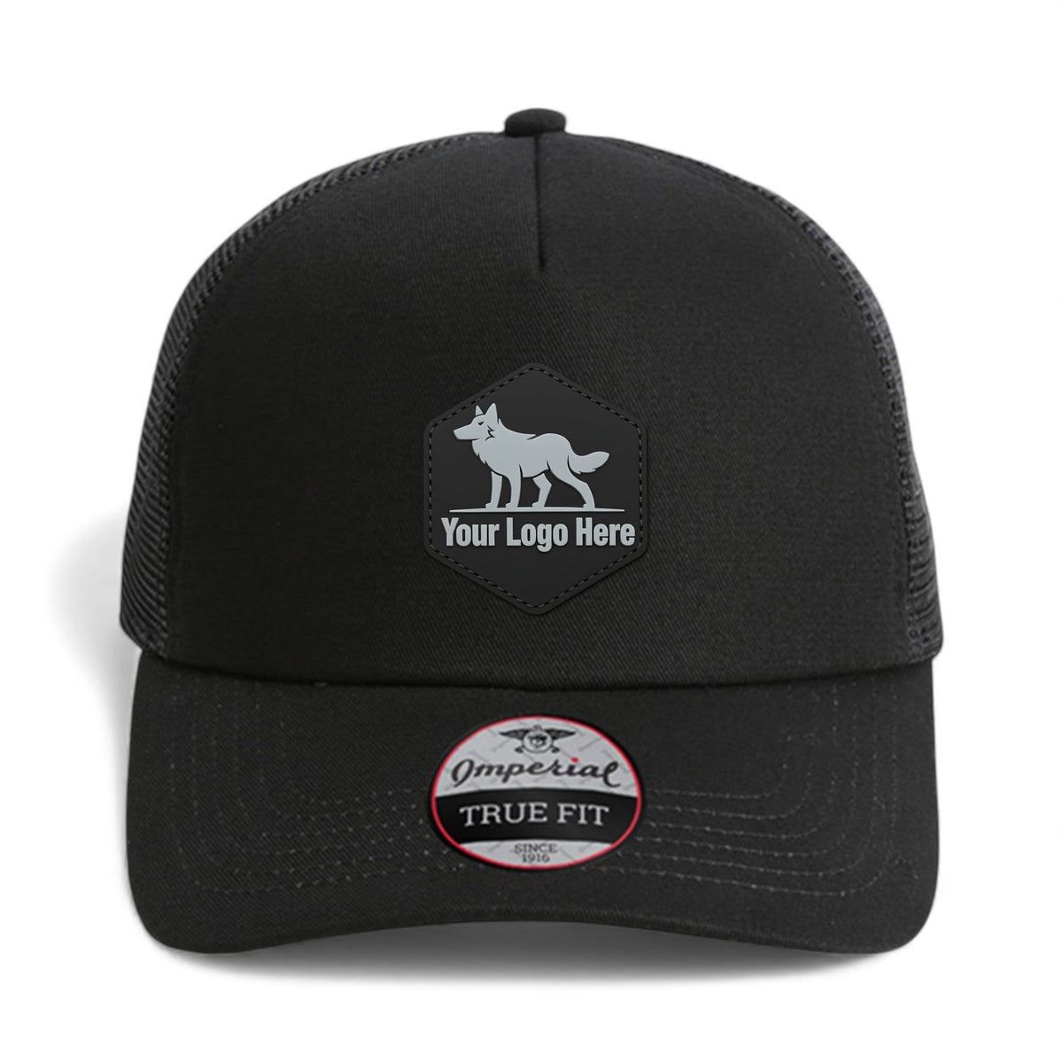 PVC patch preview of Imperial 1287 custom hat in black