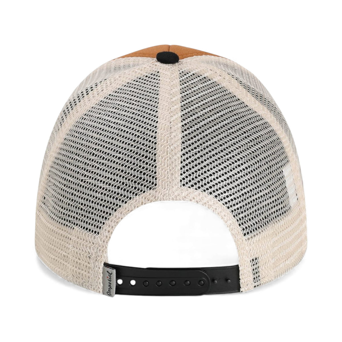 Back view of Imperial 1287 custom hat in buckthorn brown, black and stone