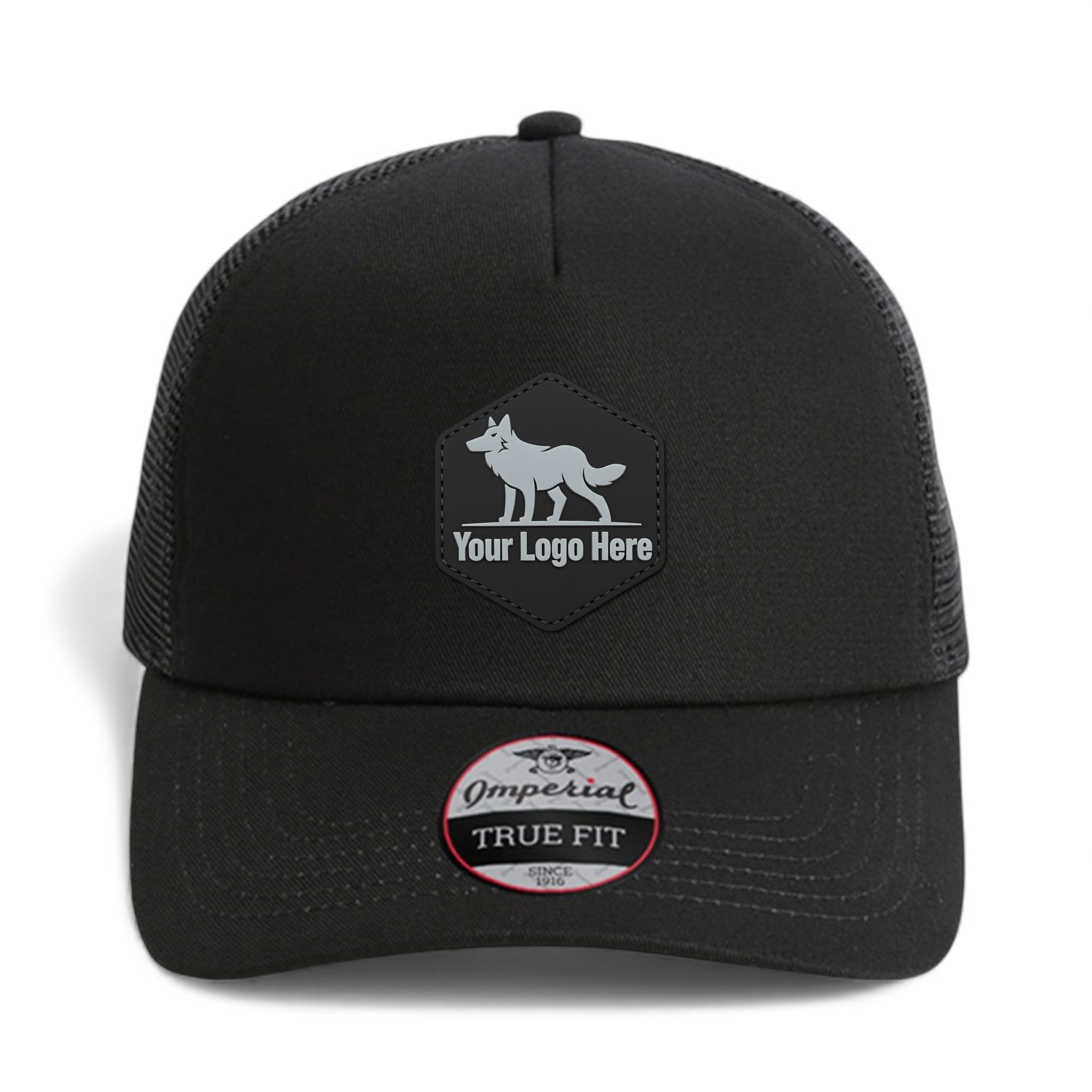 PVC patch preview of Imperial 1287 custom hat in black