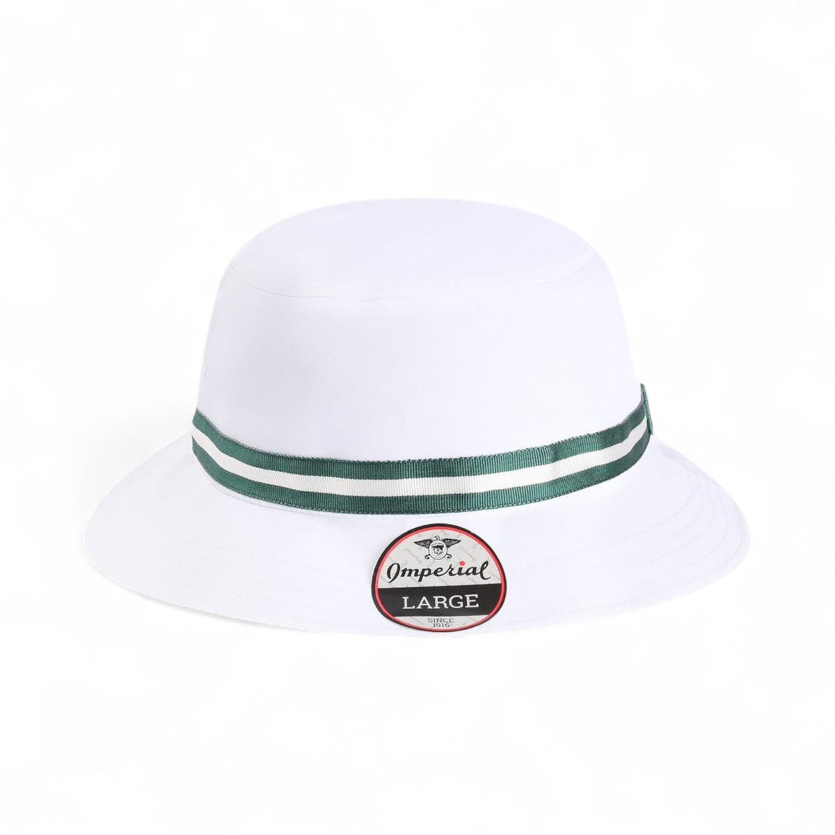 Front view of Imperial 1371P custom hat in white and green