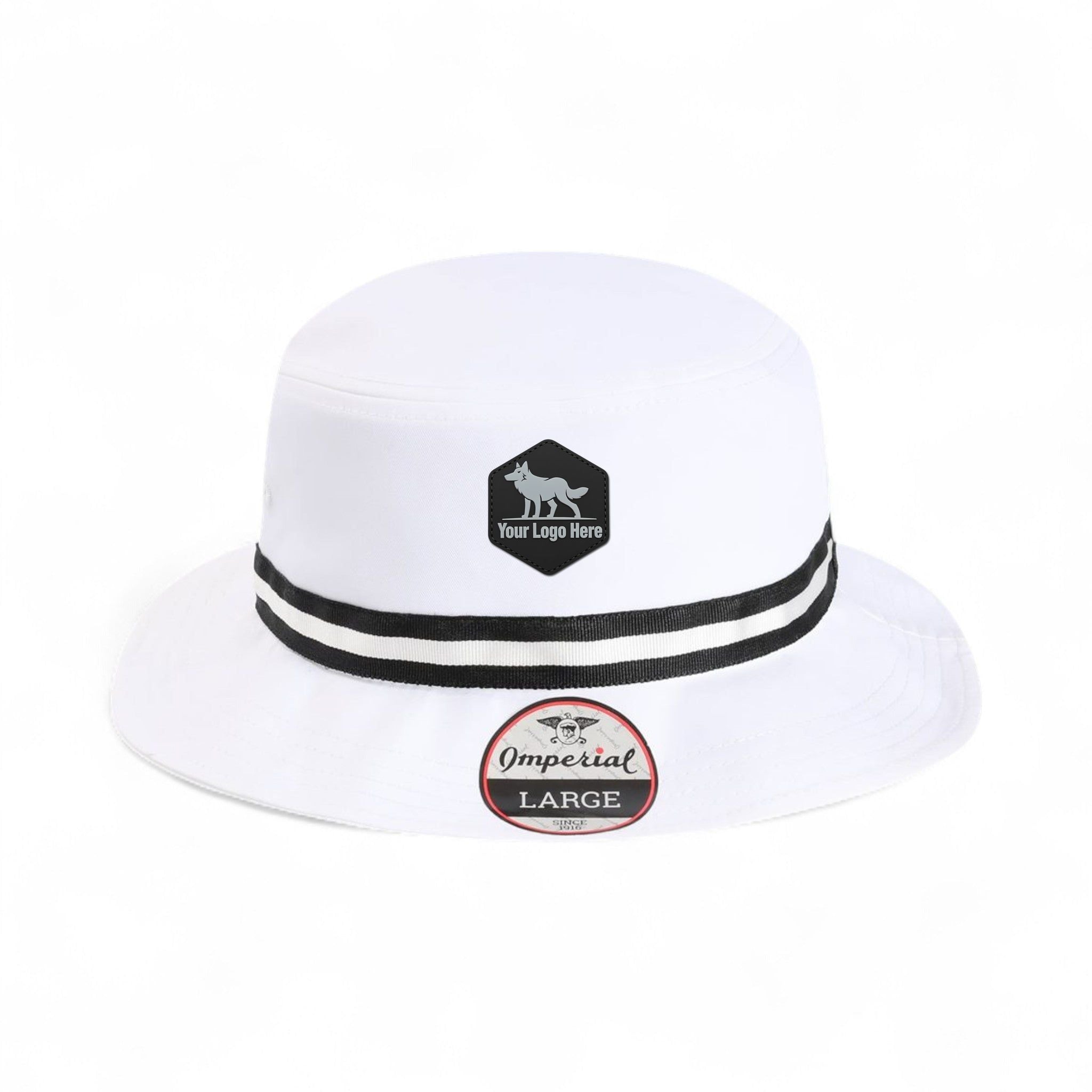 PVC patch preview of Imperial 1371P custom hat in white and black