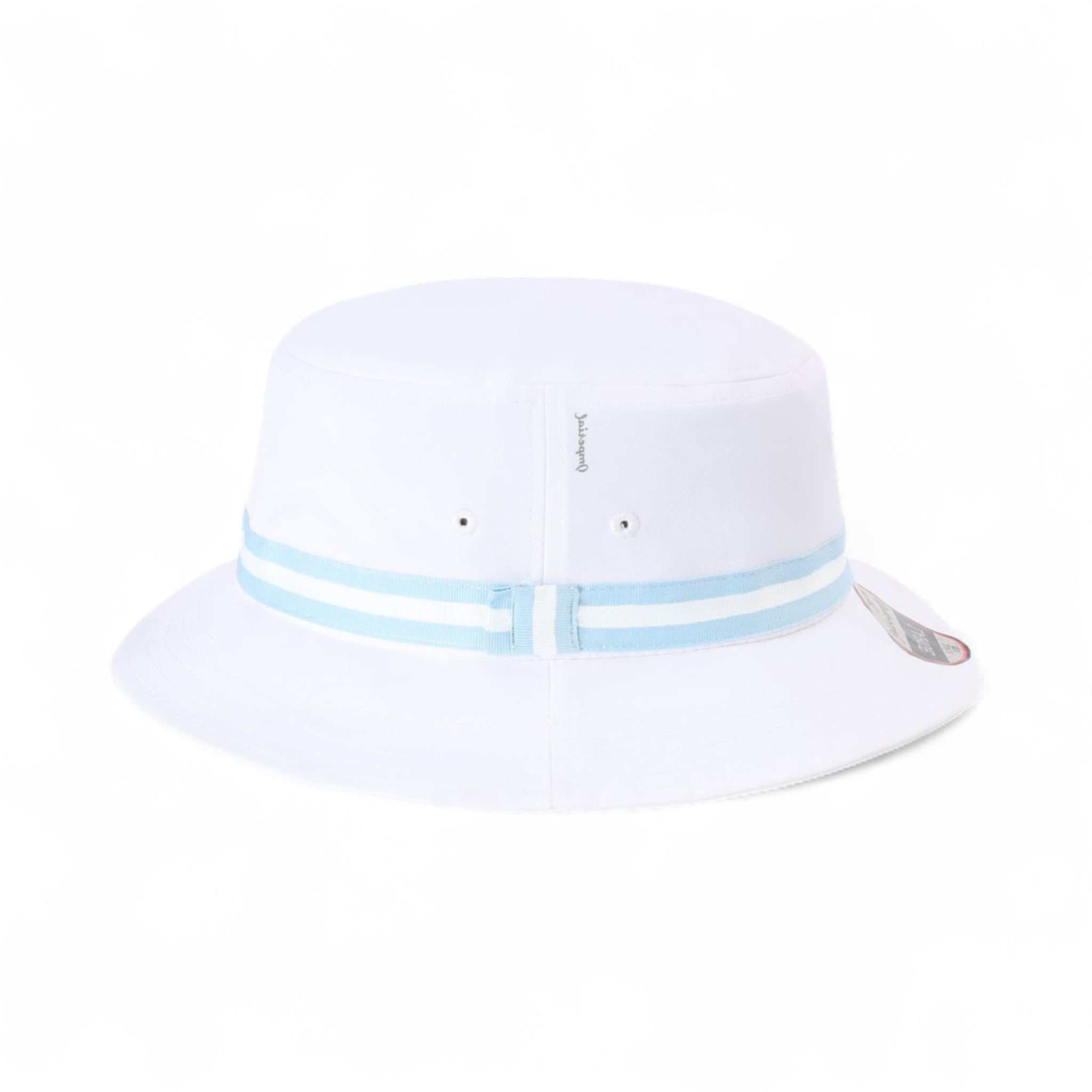 Right side view of Imperial 1371P custom hat in white and light blue
