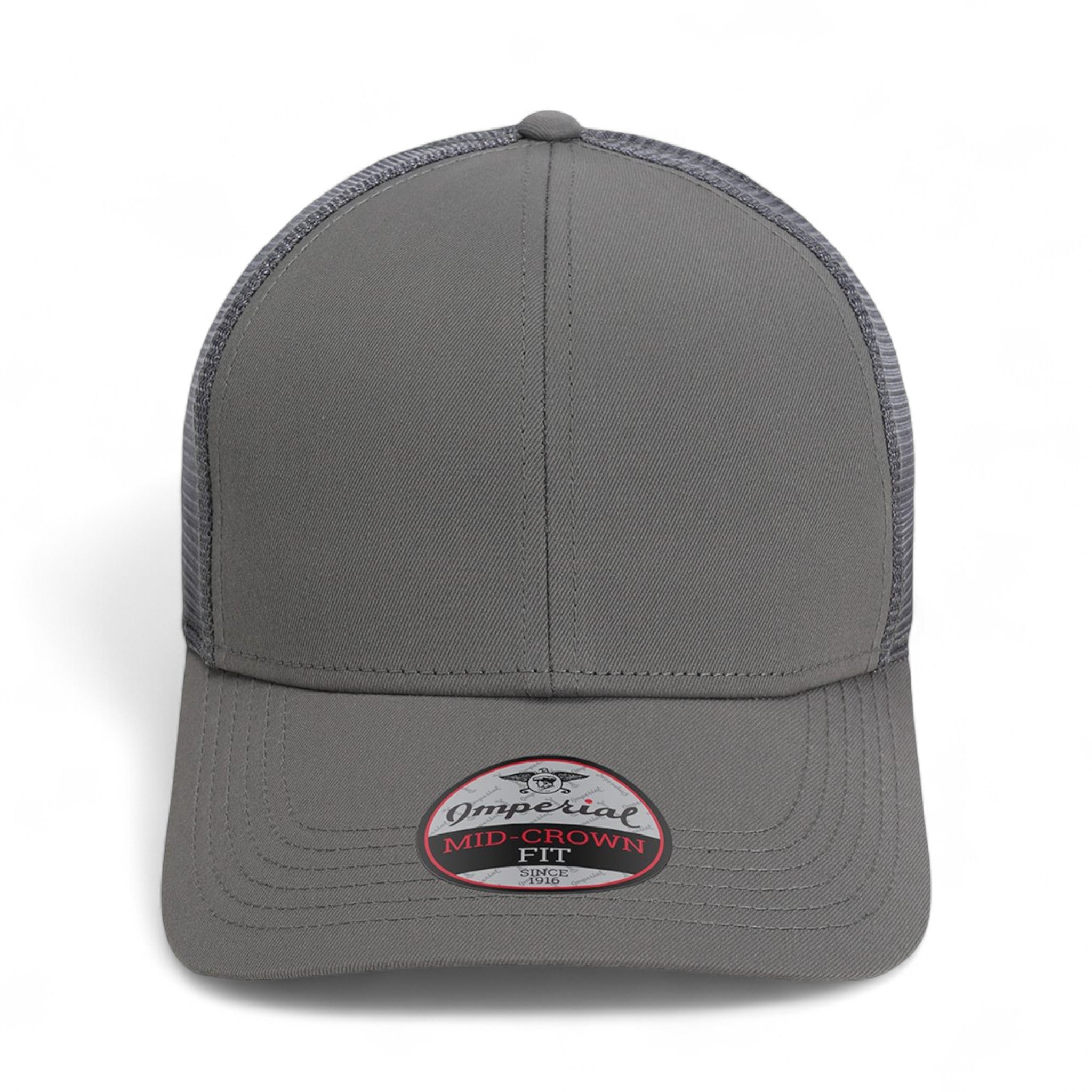 Front view of Imperial 1988M custom hat in grey