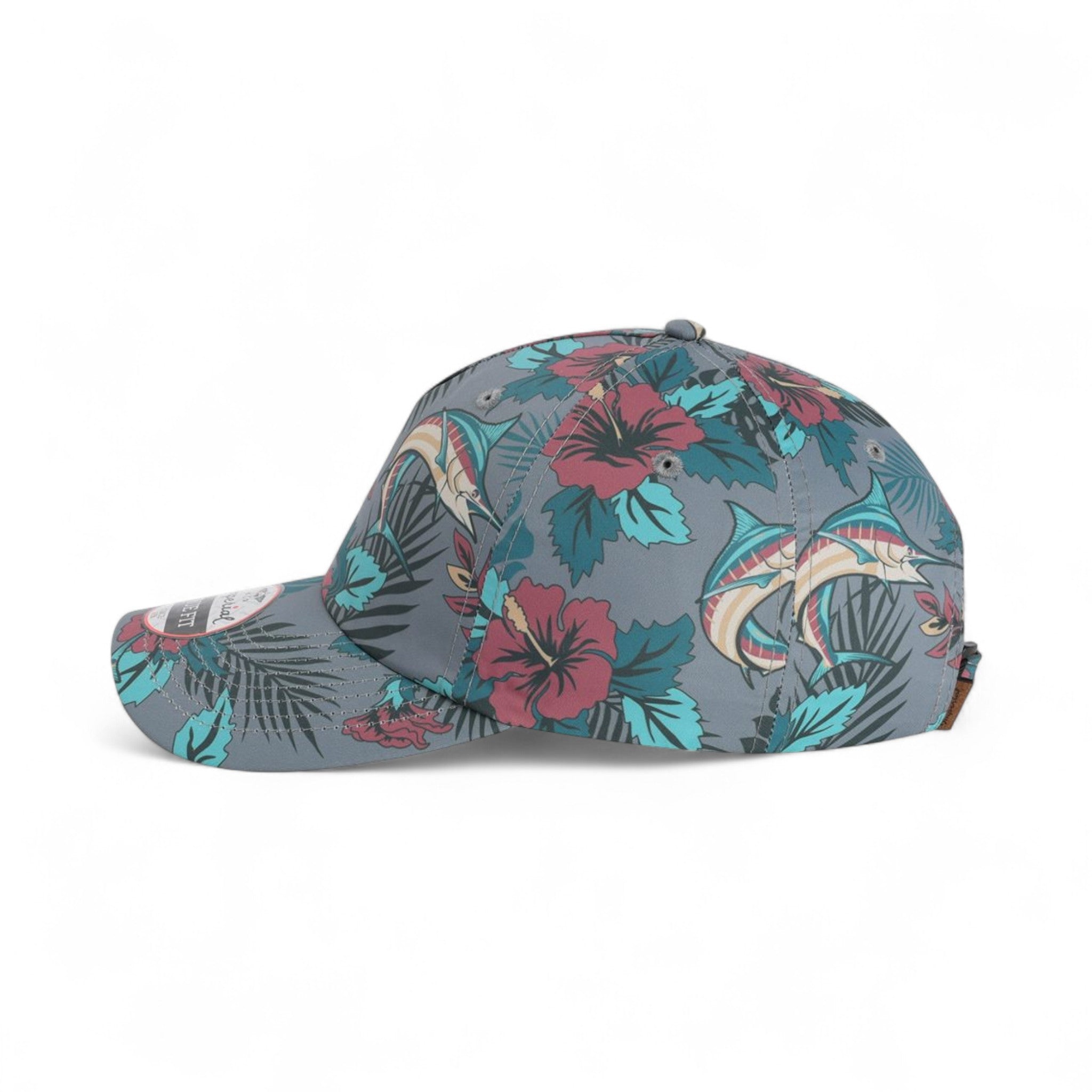 Left side view of Imperial 4072 custom hat in blue coast