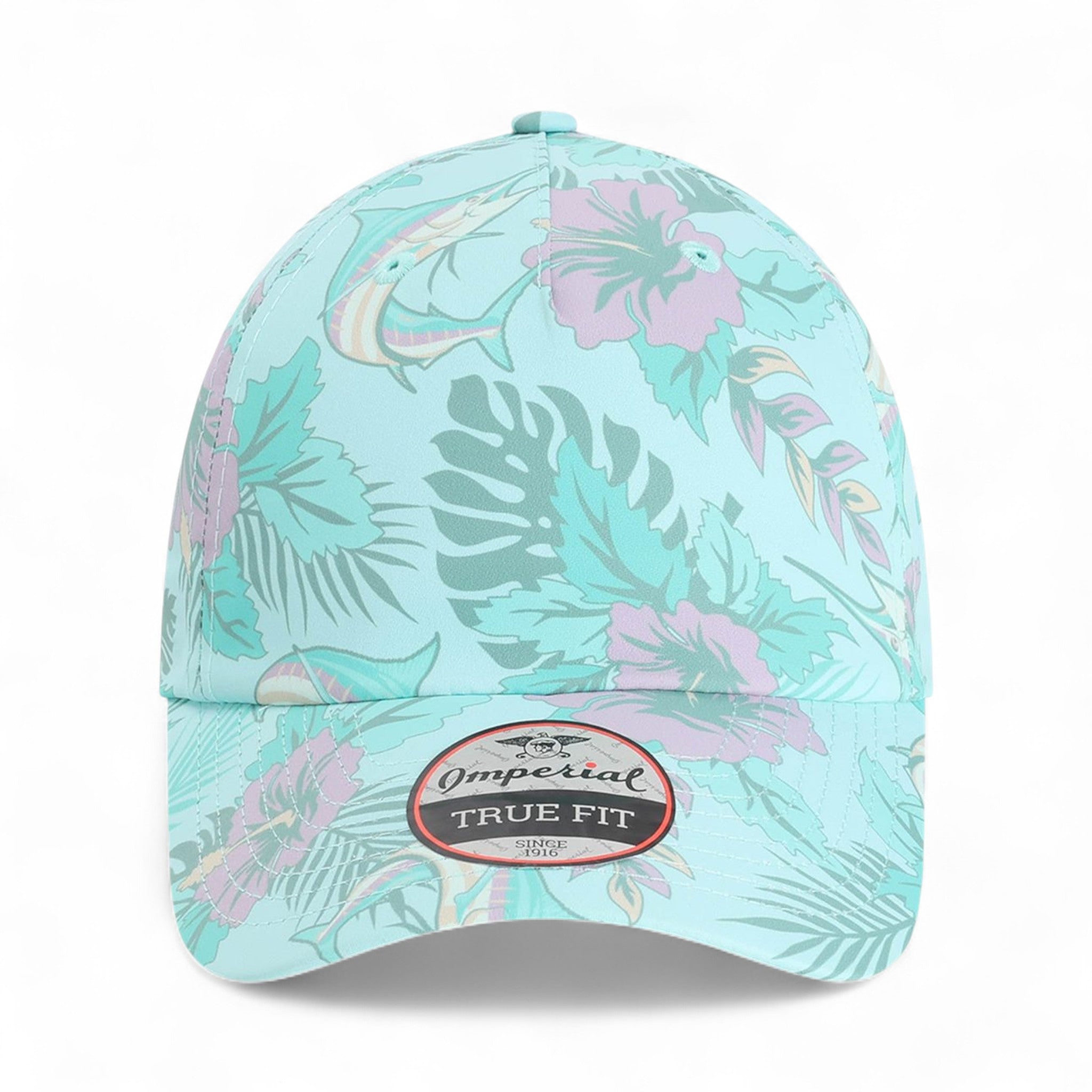 Front view of Imperial 4072 custom hat in robins egg