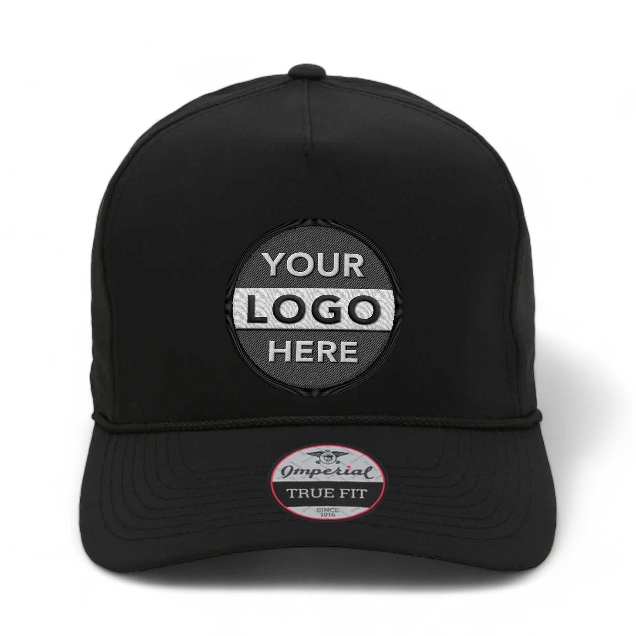 Imperial 5054 custom embroidered patch hat in black and black