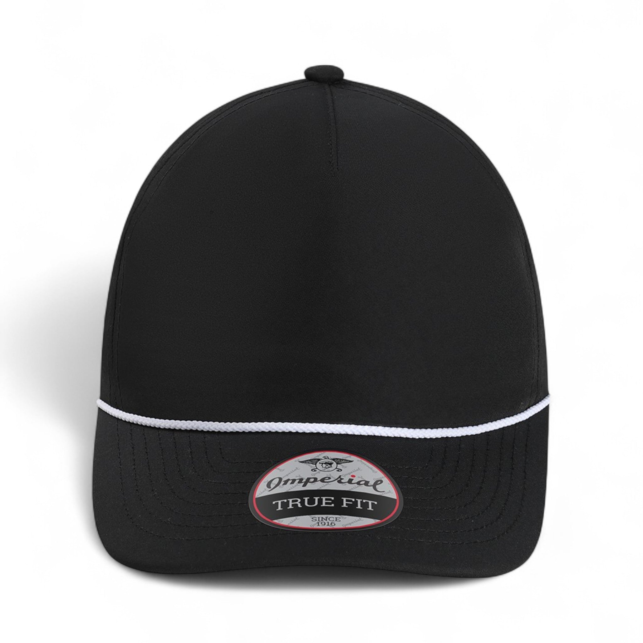 Front view of Imperial 5054U custom hat in black and white