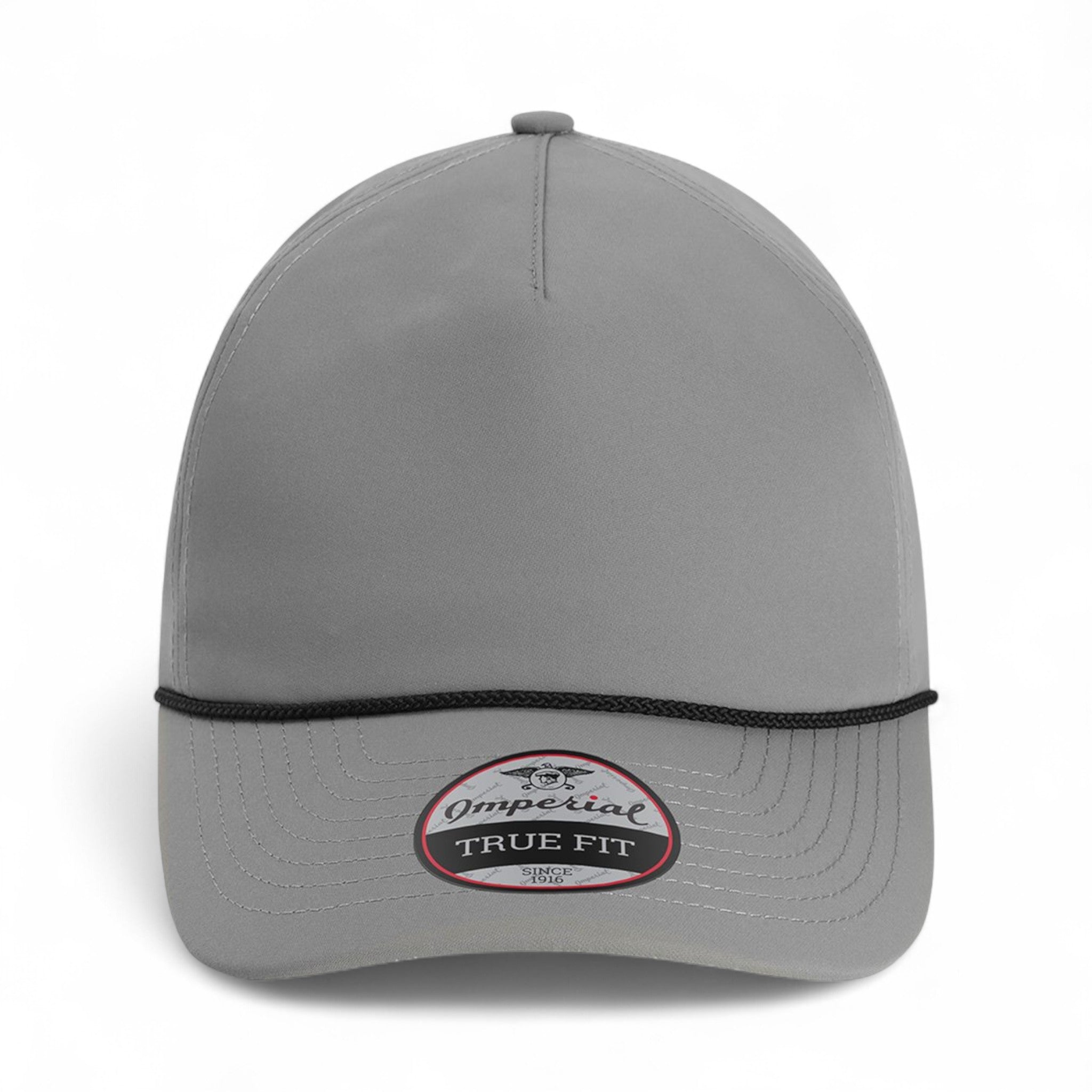 Front view of Imperial 5054U custom hat in grey and black