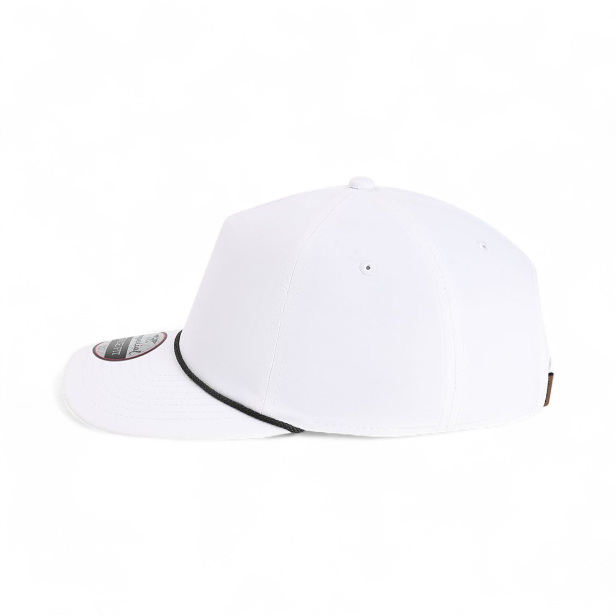 Left side view of Imperial 5054U custom hat in white and black