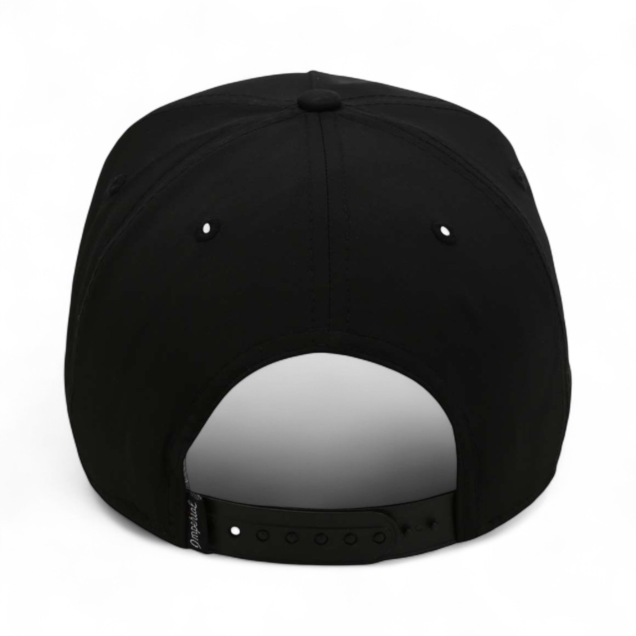 Back view of Imperial 5054 custom hat in black and white