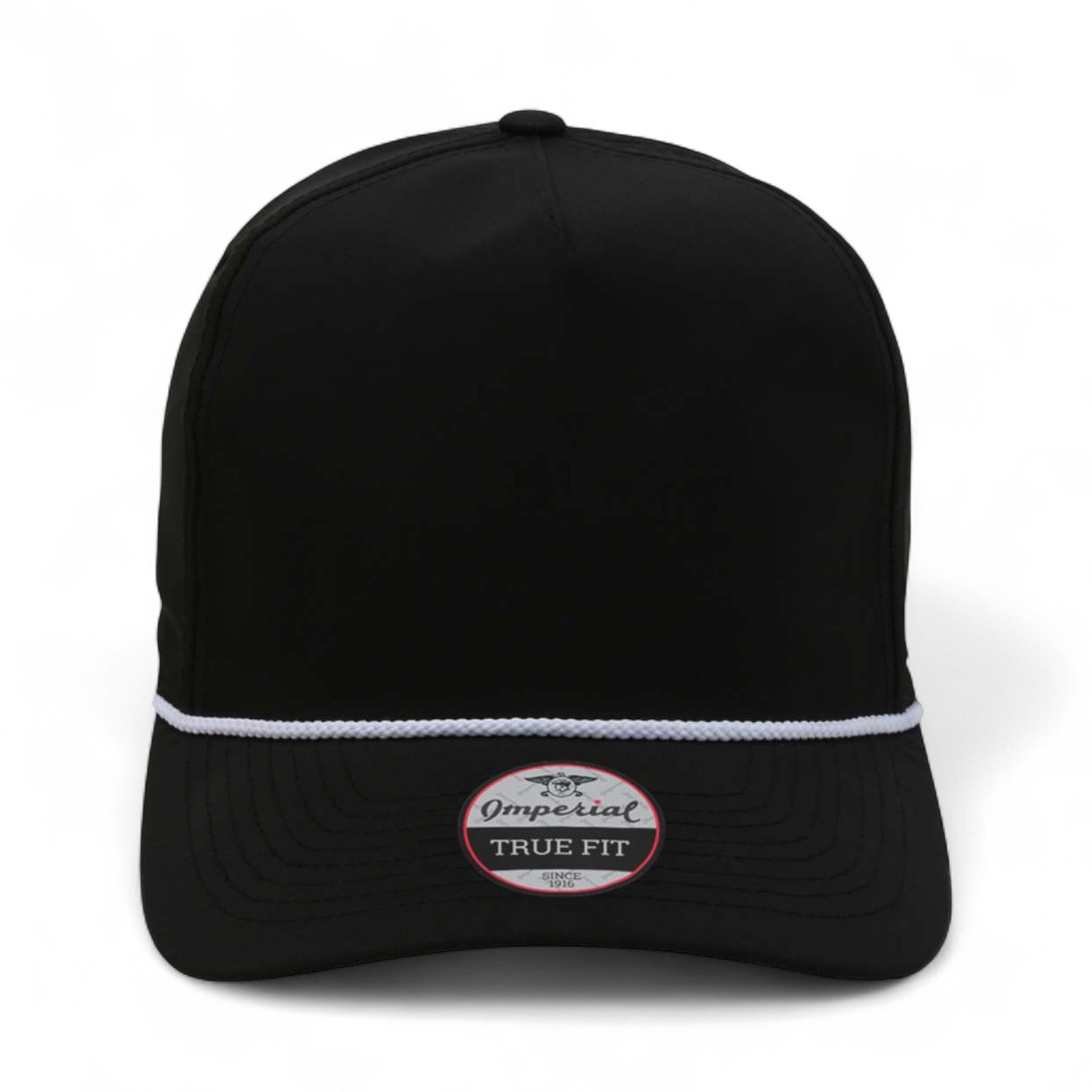 Front view of Imperial 5054 custom hat in black and white