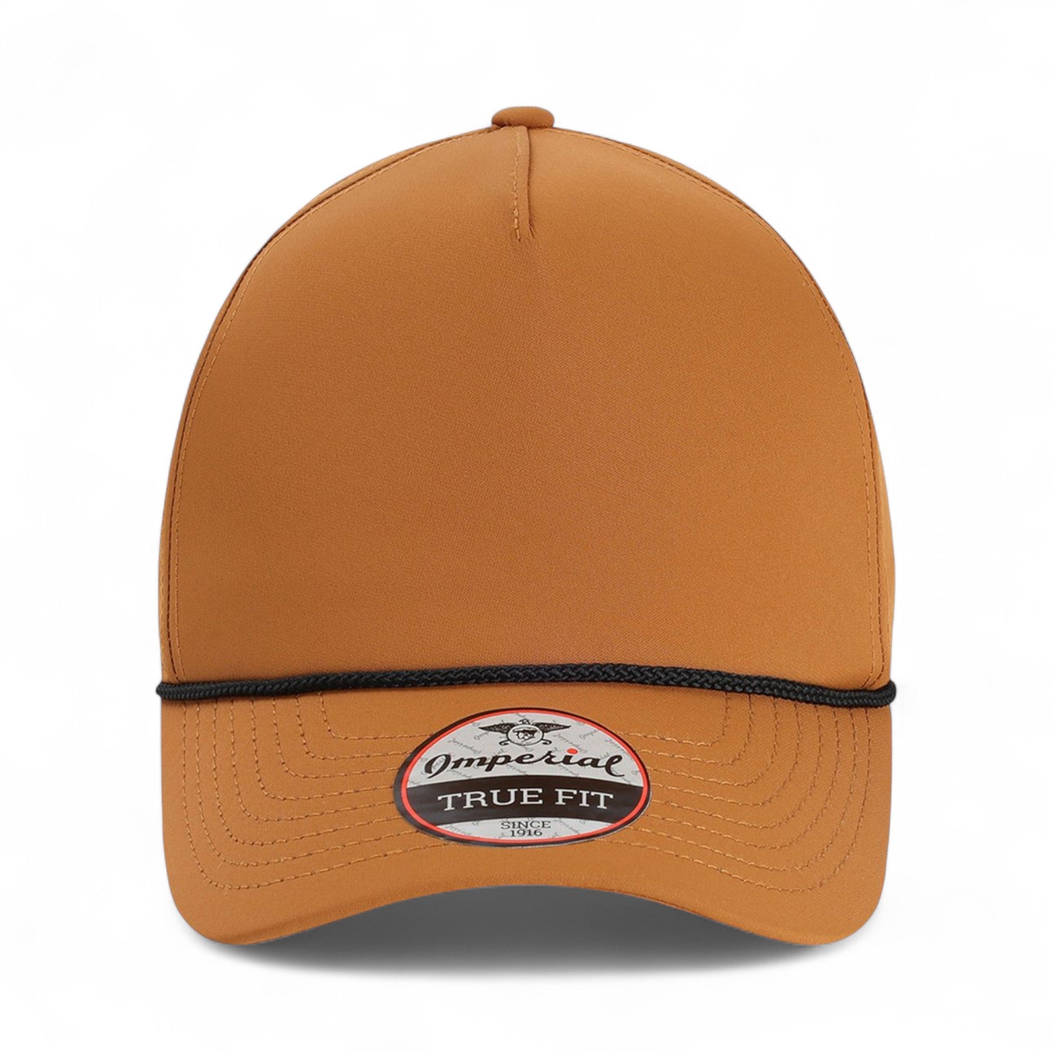 Front view of Imperial 5054 custom hat in buckthorn brown and black