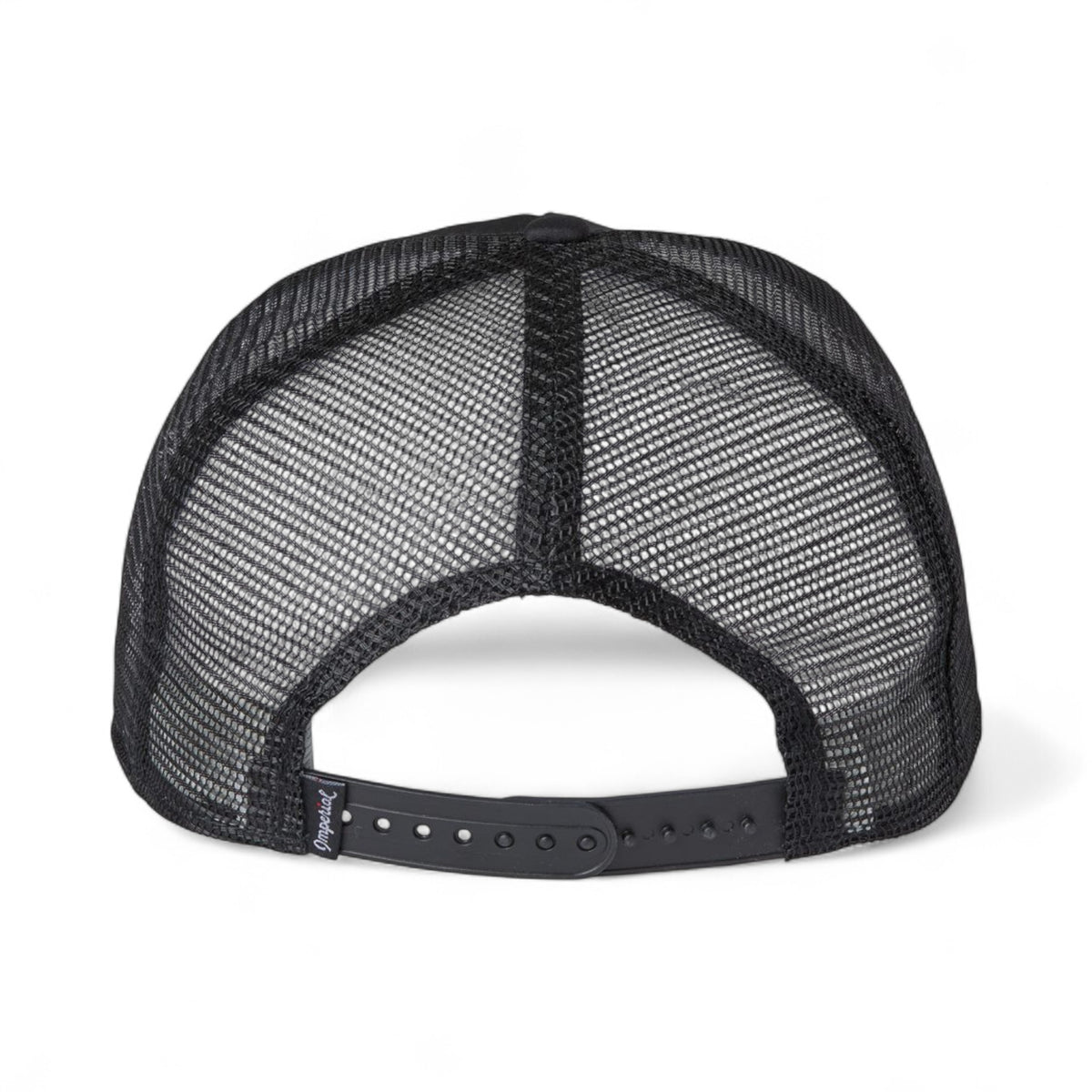 Back view of Imperial 5055 custom hat in black, black and black