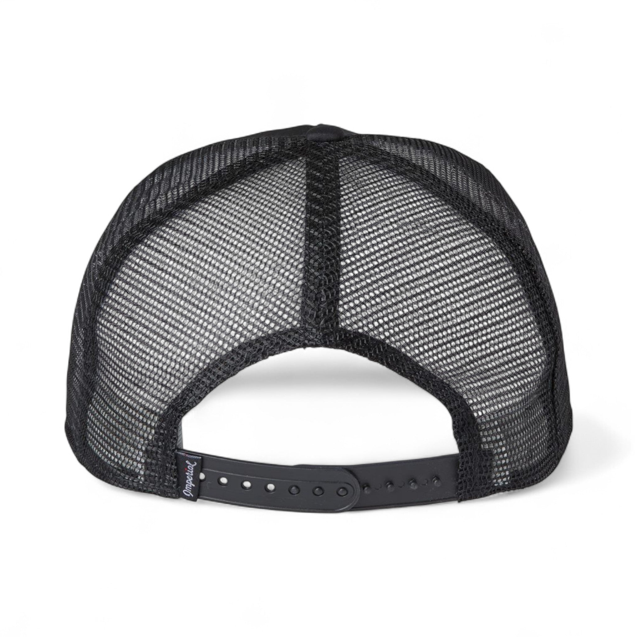 Back view of Imperial 5055 custom hat in black, black and black