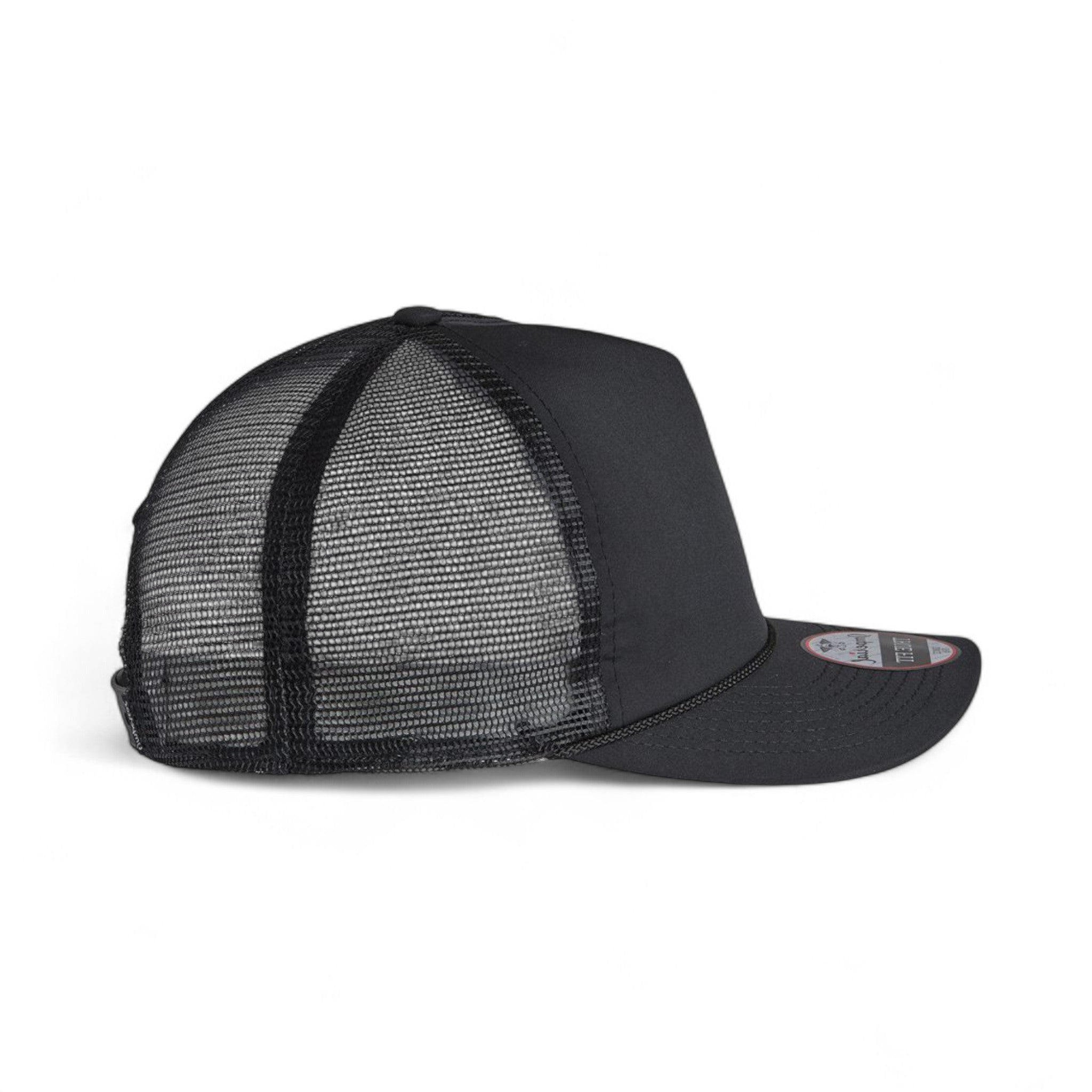 Right side view of Imperial 5055 custom hat in black, black and black