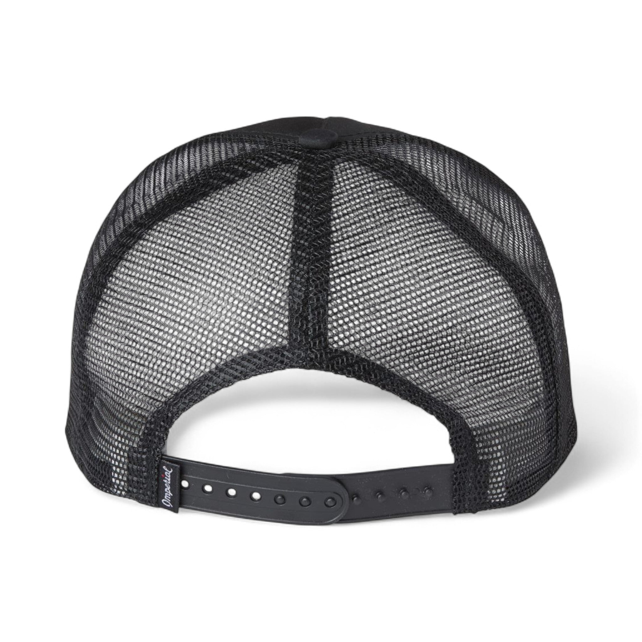 Back view of Imperial 5055 custom hat in black, black and white