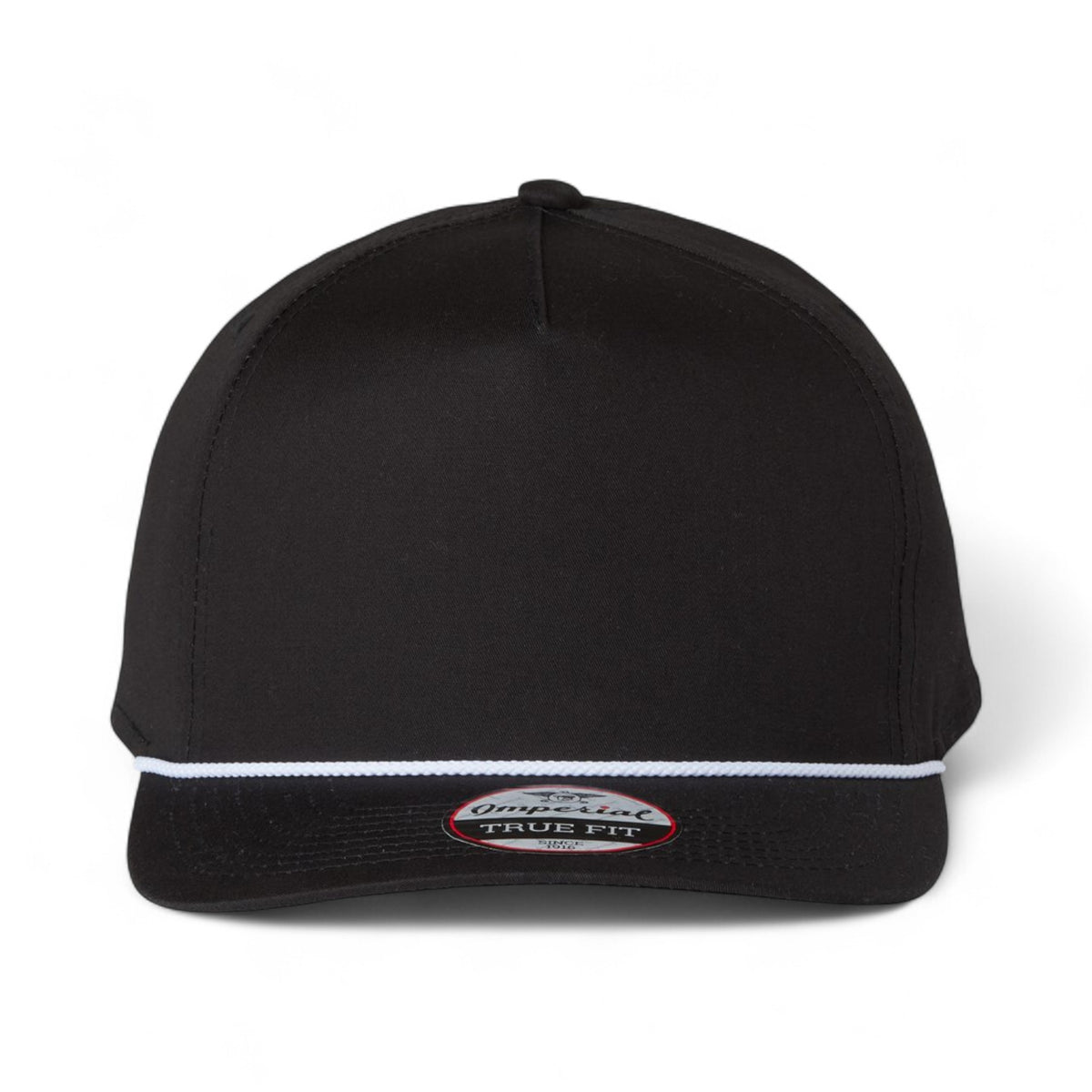 Front view of Imperial 5056 custom hat in black and white