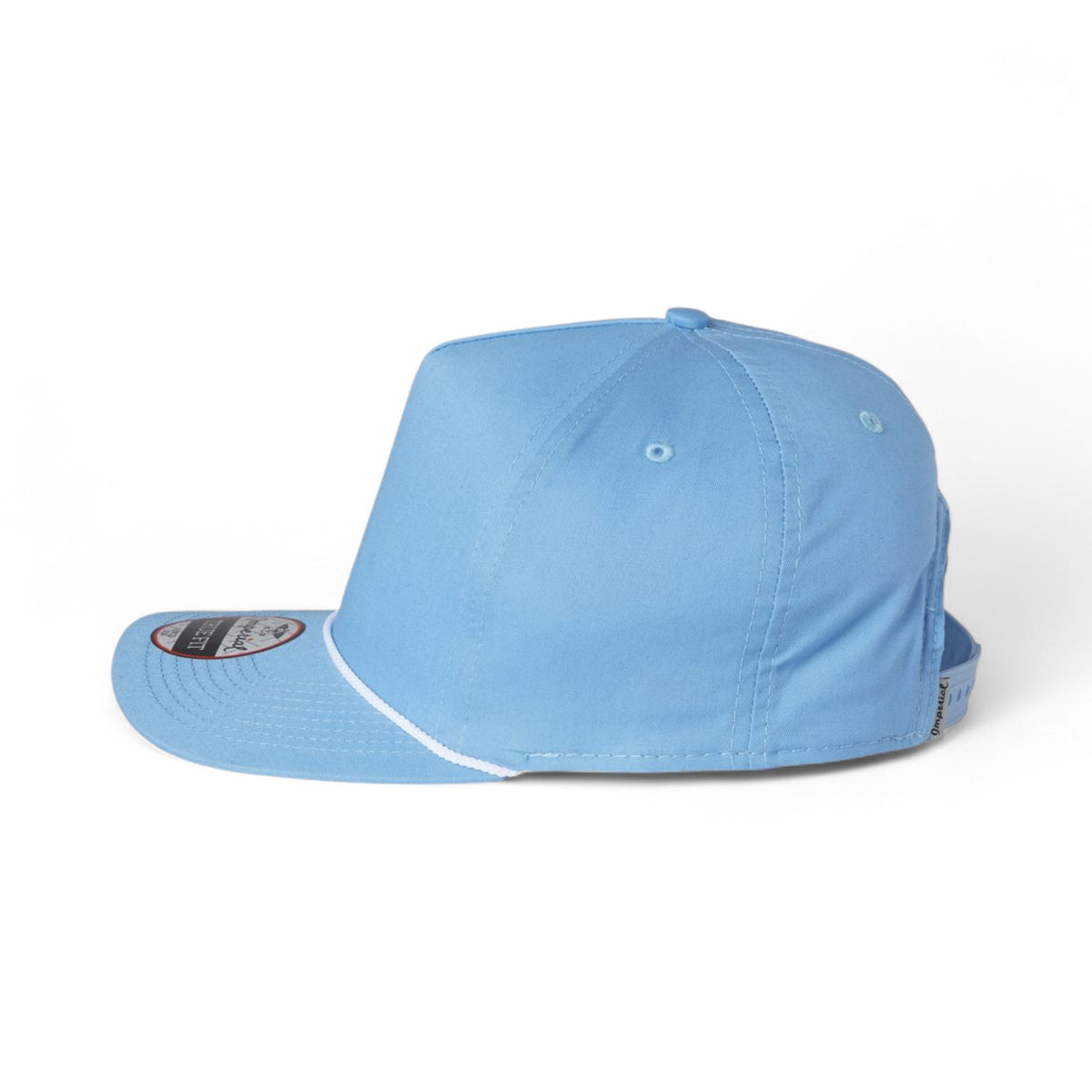 Left side view of Imperial 5056 custom hat in powder blue and white