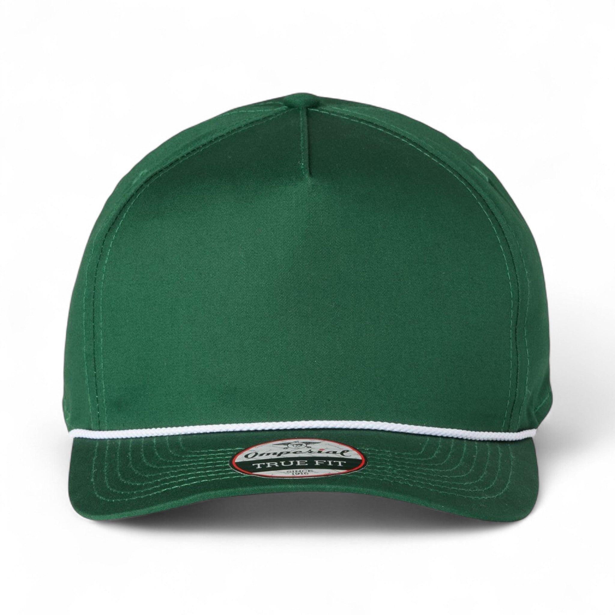Front view of Imperial 5056 custom hat in forest and white