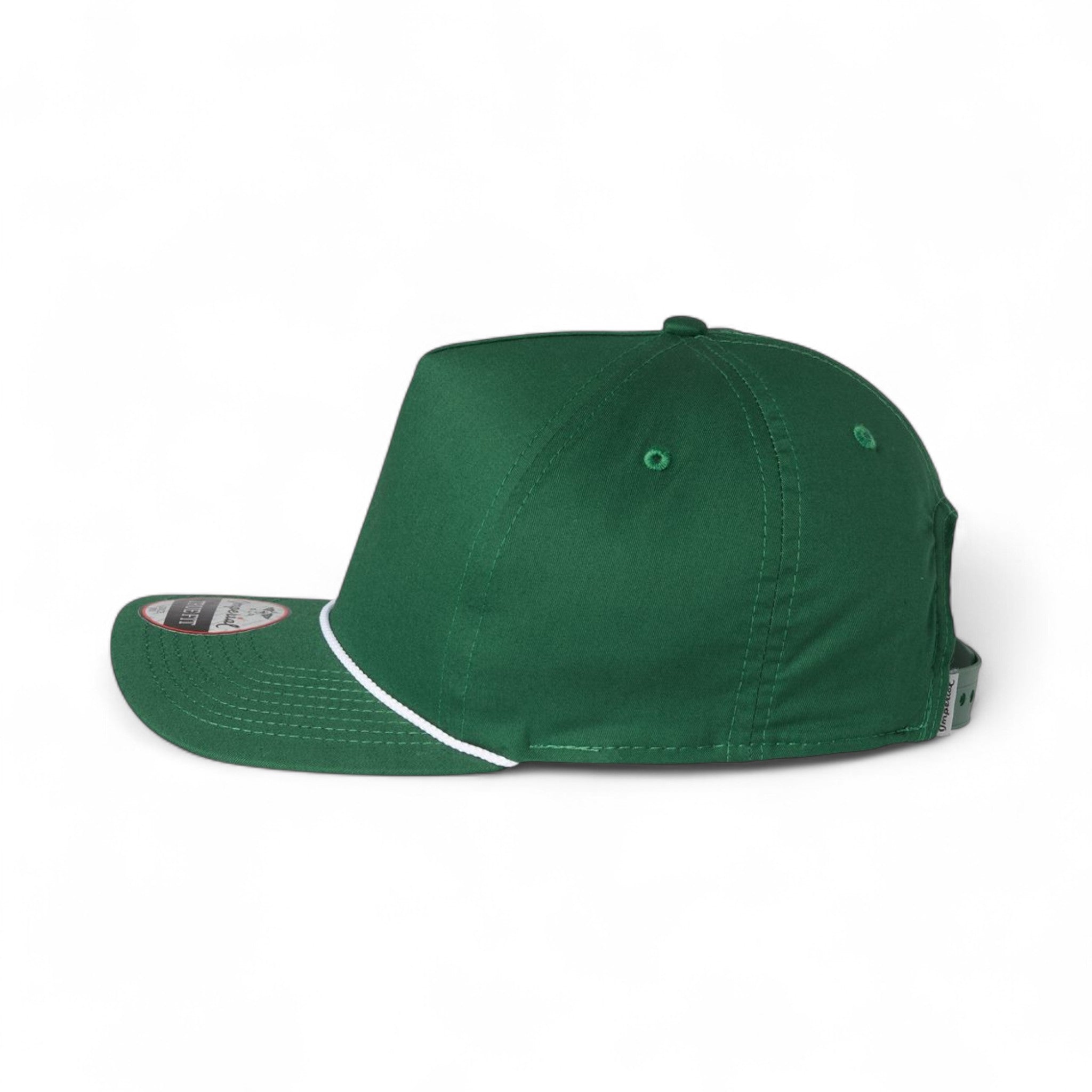 Left side view of Imperial 5056 custom hat in forest and white