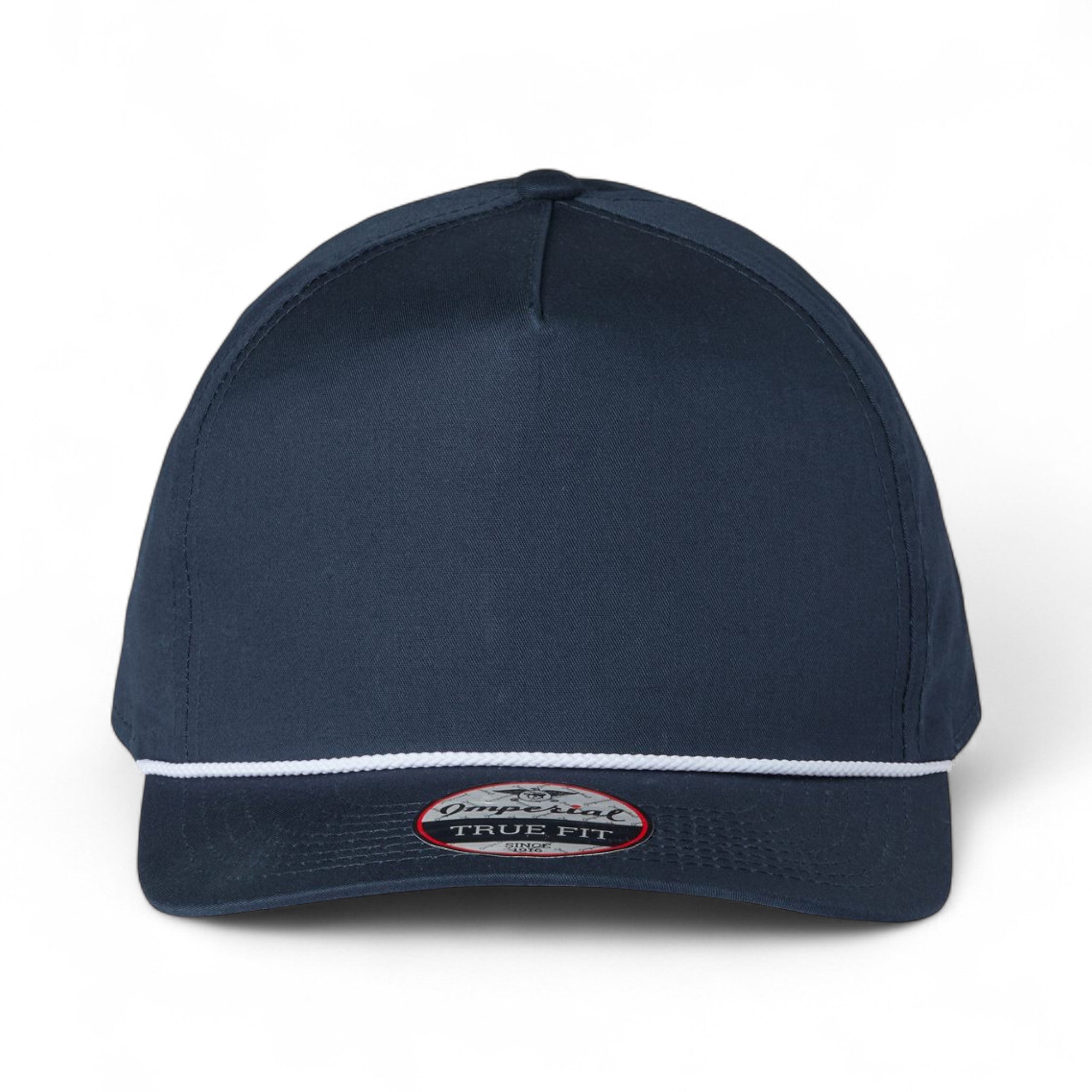 Front view of Imperial 5056 custom hat in navy and white