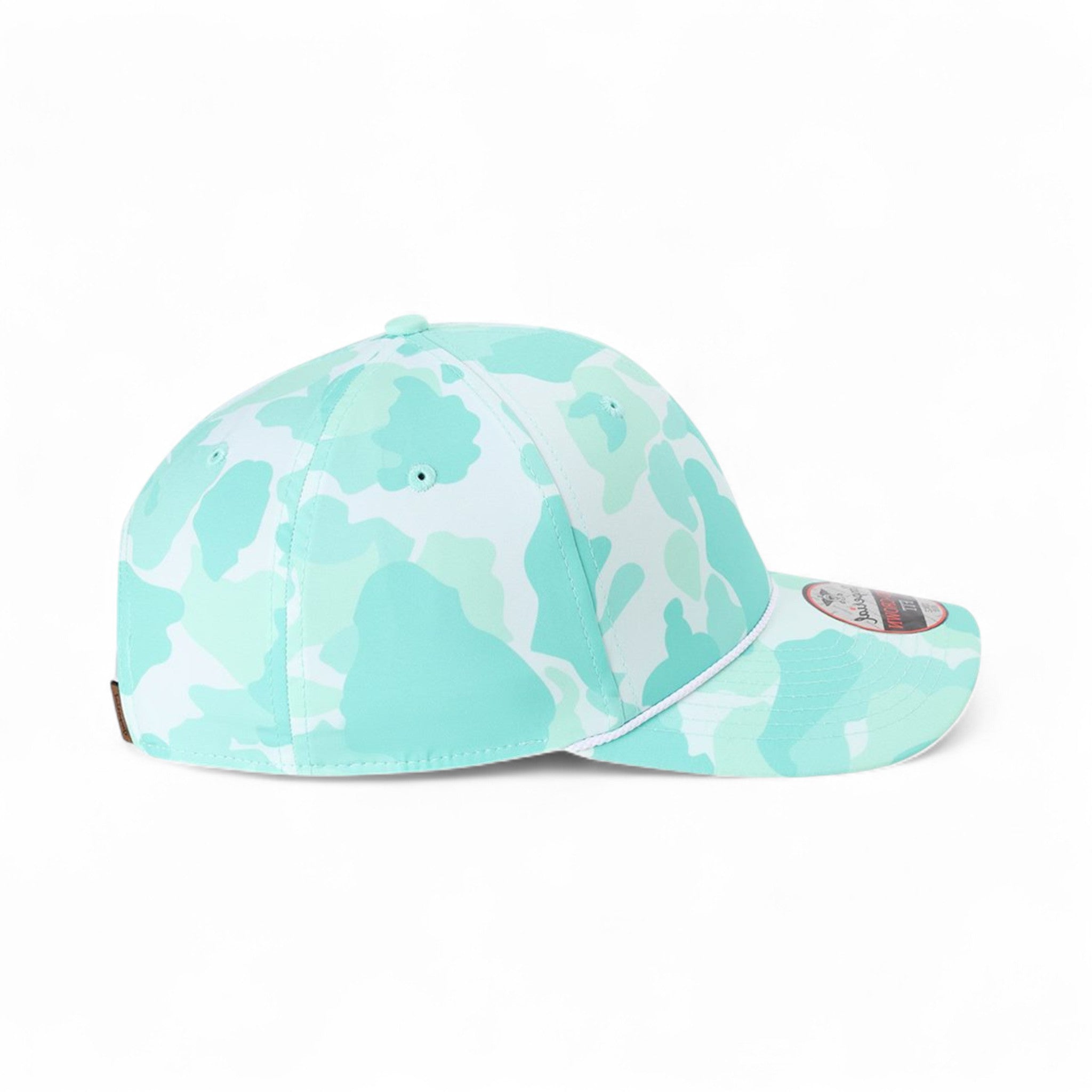 Right side view of Imperial 5058 custom hat in frog skin camo aqua