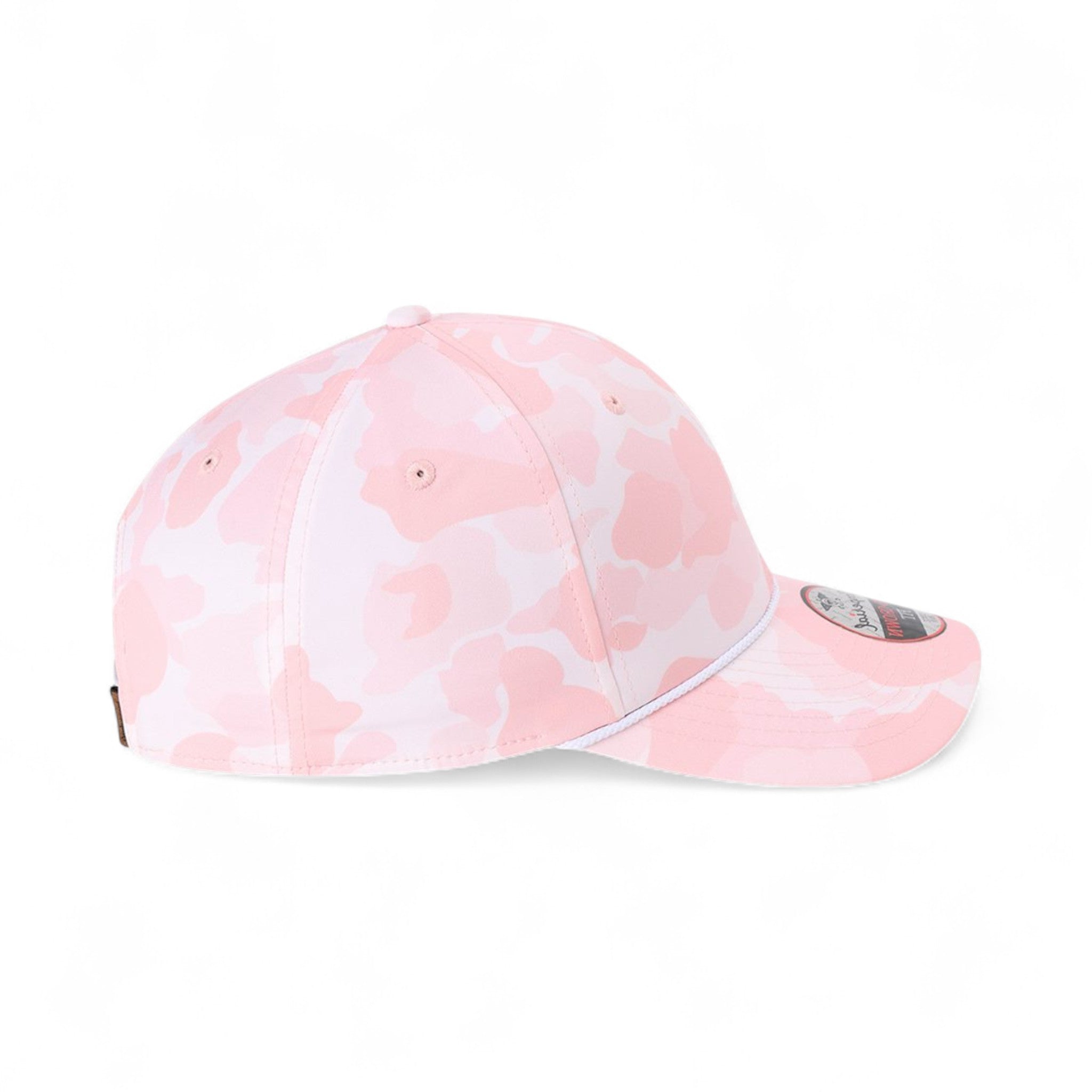 Right side view of Imperial 5058 custom hat in frog skin camo light pink