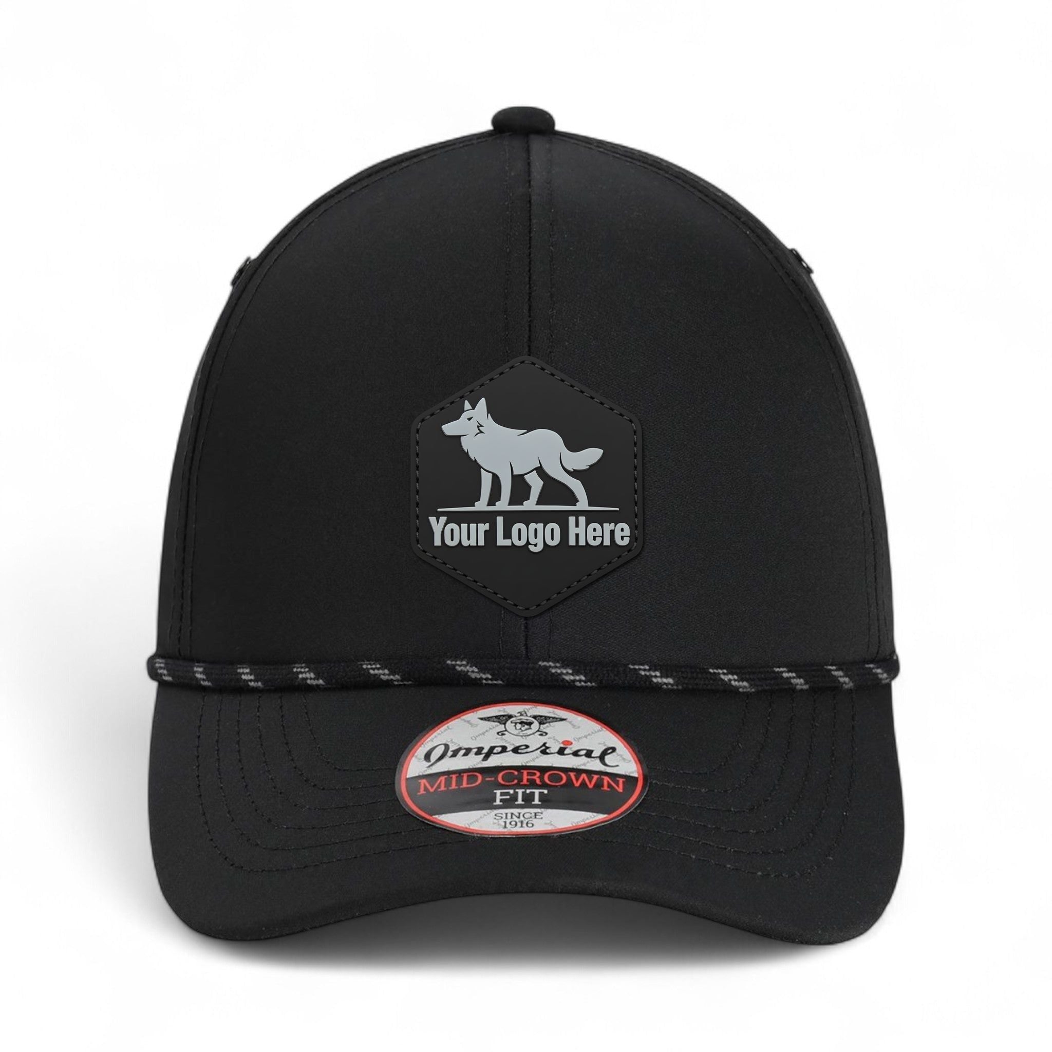 PVC patch preview of Imperial 6054 custom hat in black