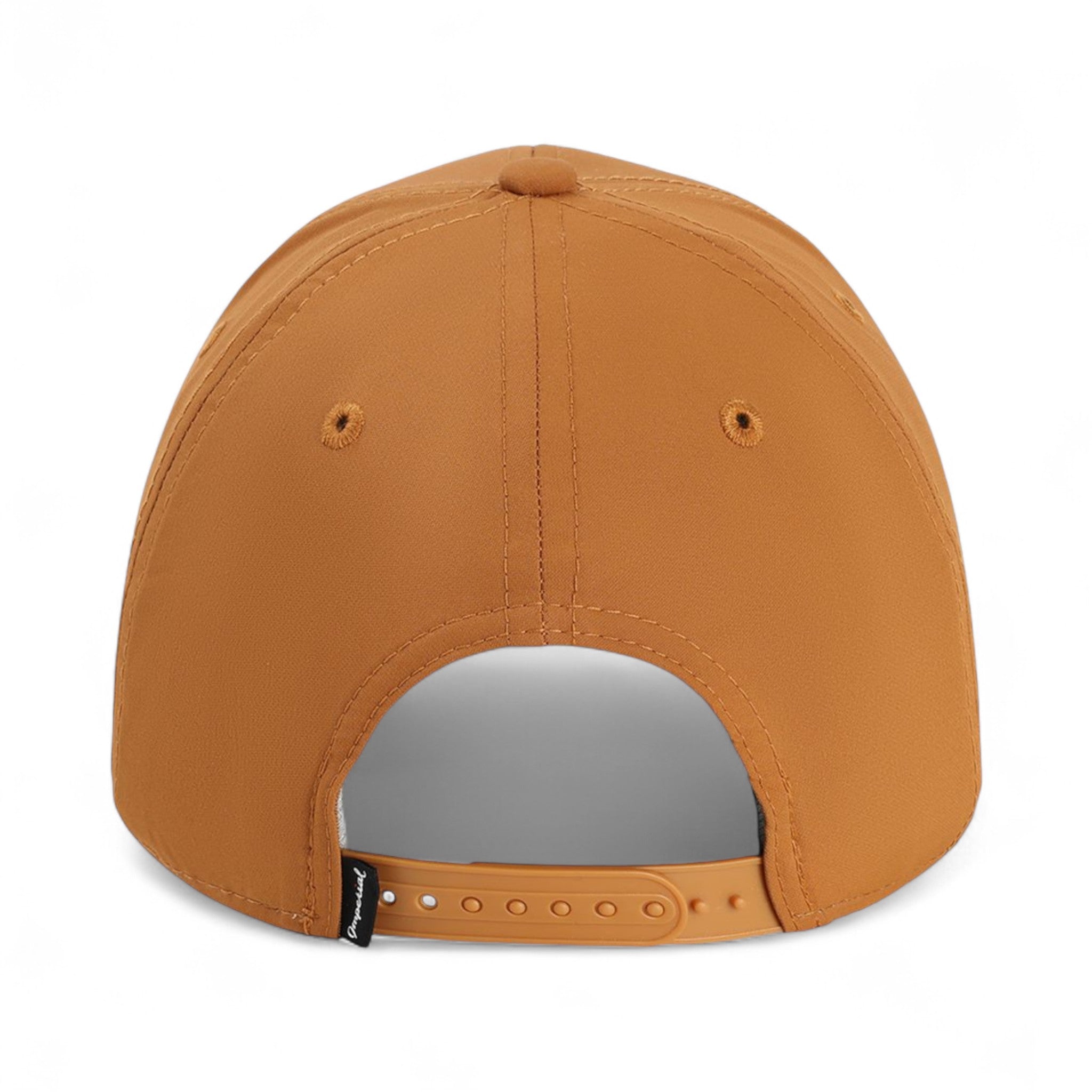 Back view of Imperial 7054 custom hat in buckthorn brown and black