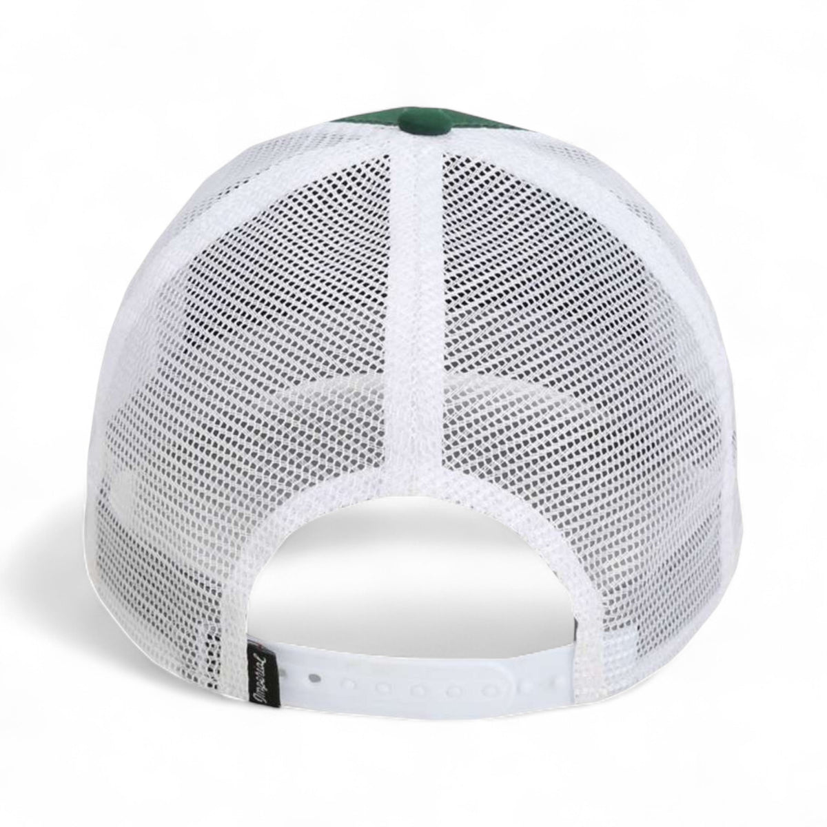Back view of Imperial 7055 custom hat in forest and white