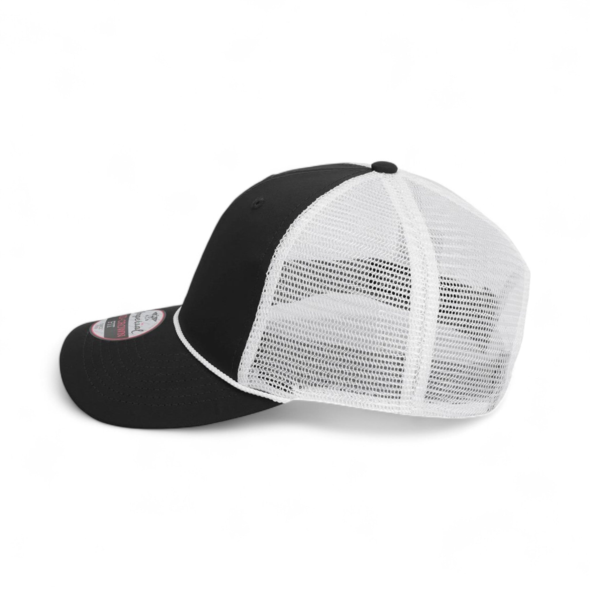 Left side view of Imperial 7055 custom hat in black and white