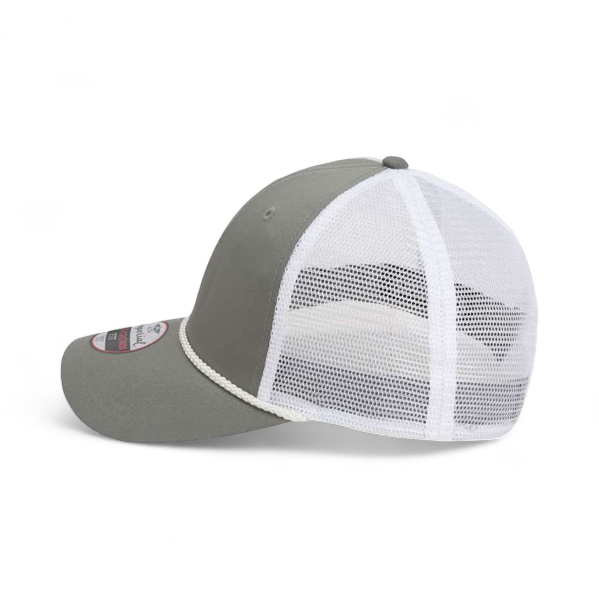 Left side view of Imperial 7055 custom hat in grey and white