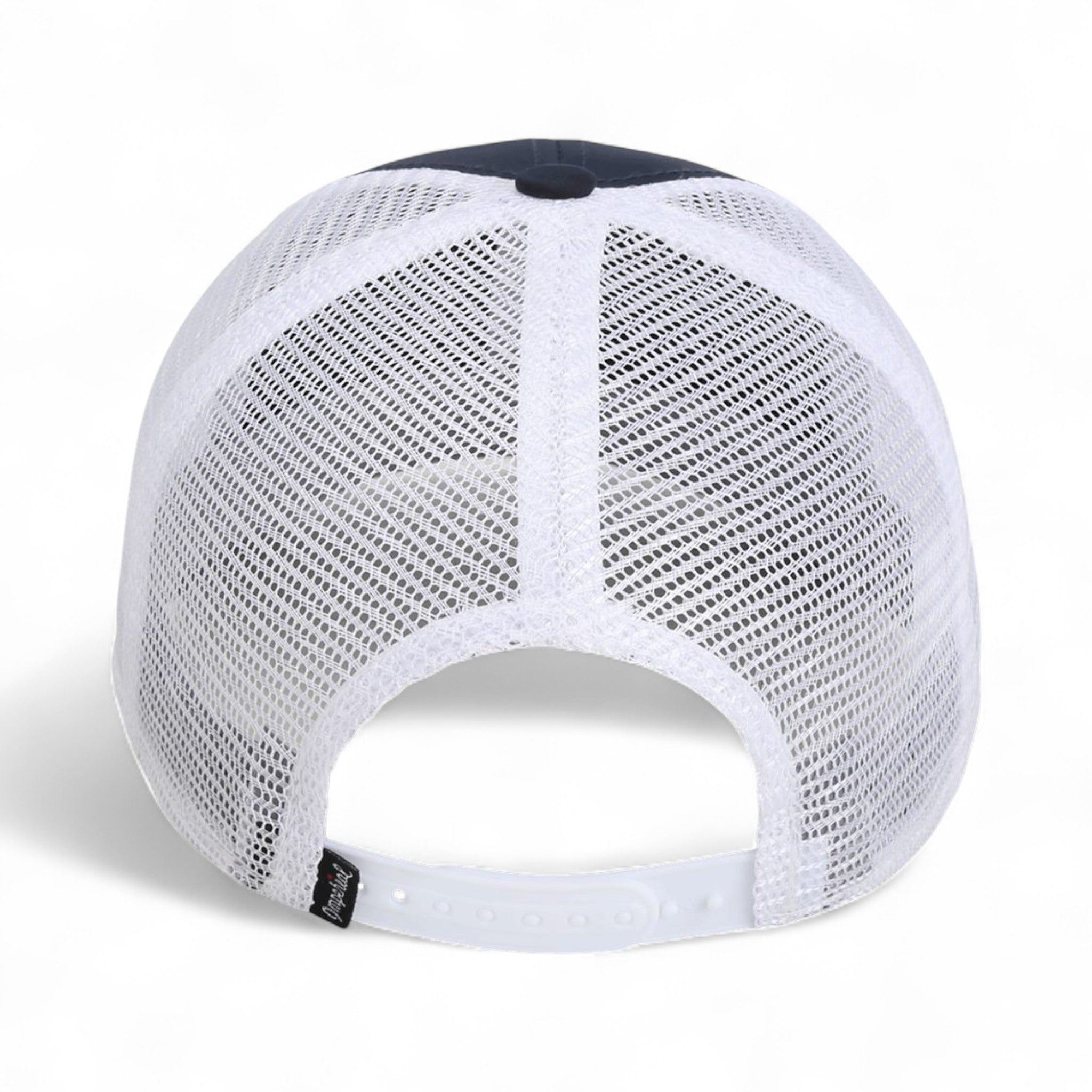 Back view of Imperial 7055 custom hat in navy and white