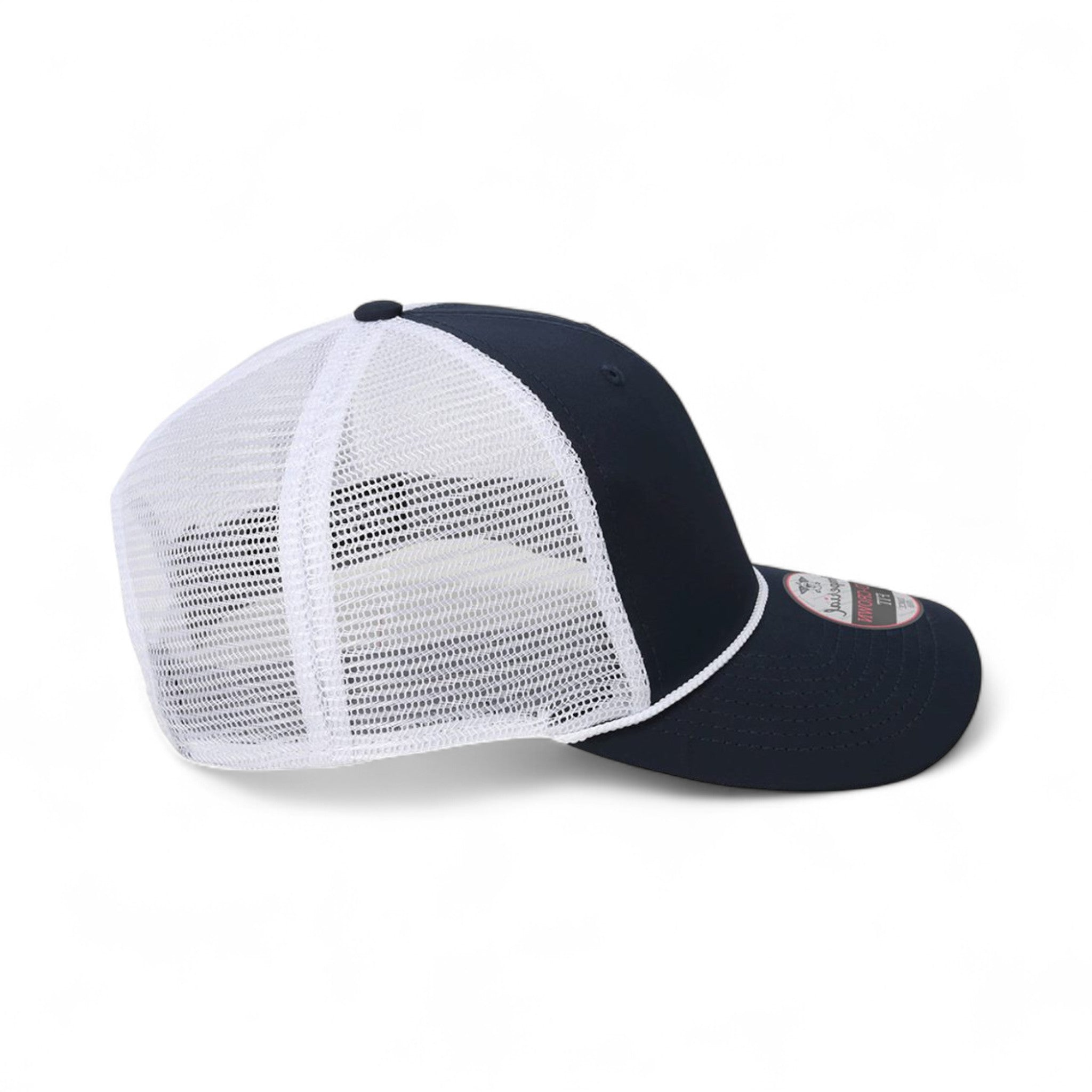 Right side view of Imperial 7055 custom hat in navy and white