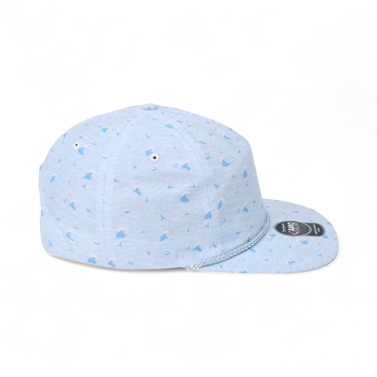 Right side view of Imperial DNA010 custom hat in blue waves
