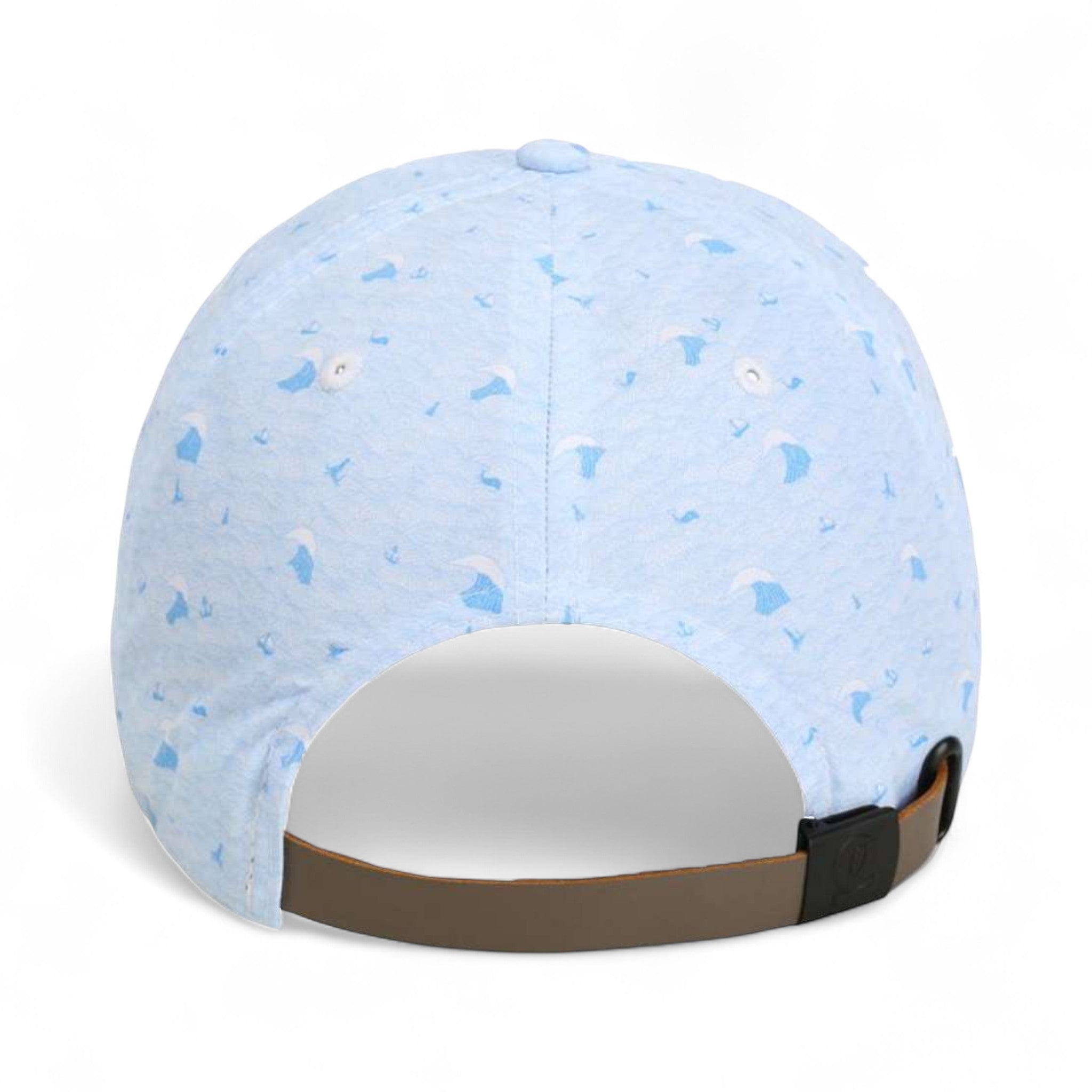 Back view of Imperial DNA010 custom hat in blue waves