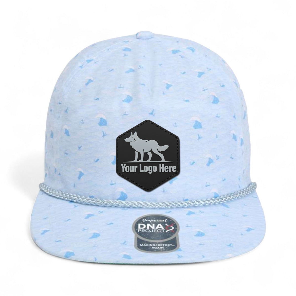 PVC patch preview of Imperial DNA010 custom hat in blue waves