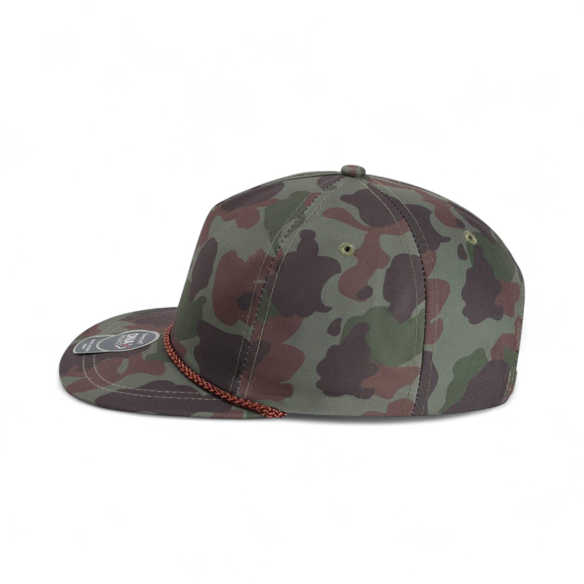 Left side view of Imperial DNA010 custom hat in frog skin camo and green