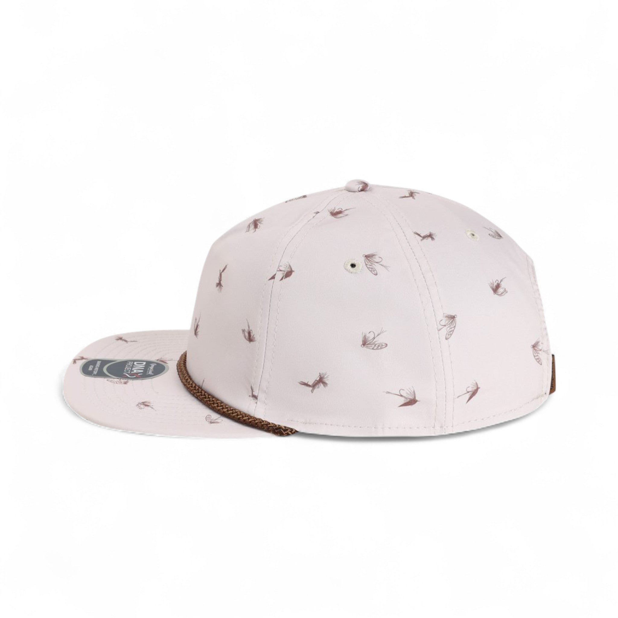 Left side view of Imperial DNA014 custom hat in khaki