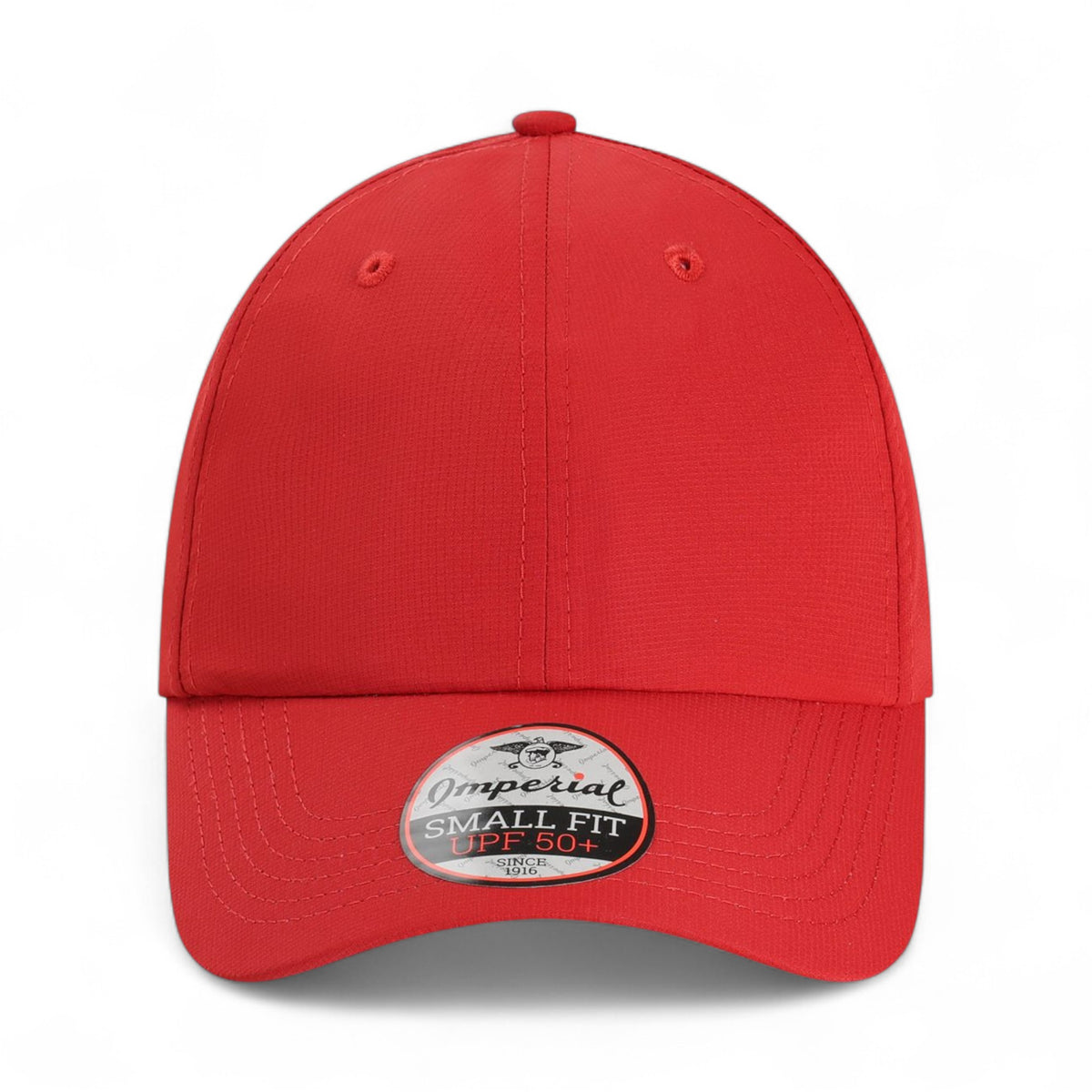 Front view of Imperial L210P custom hat in cardinal