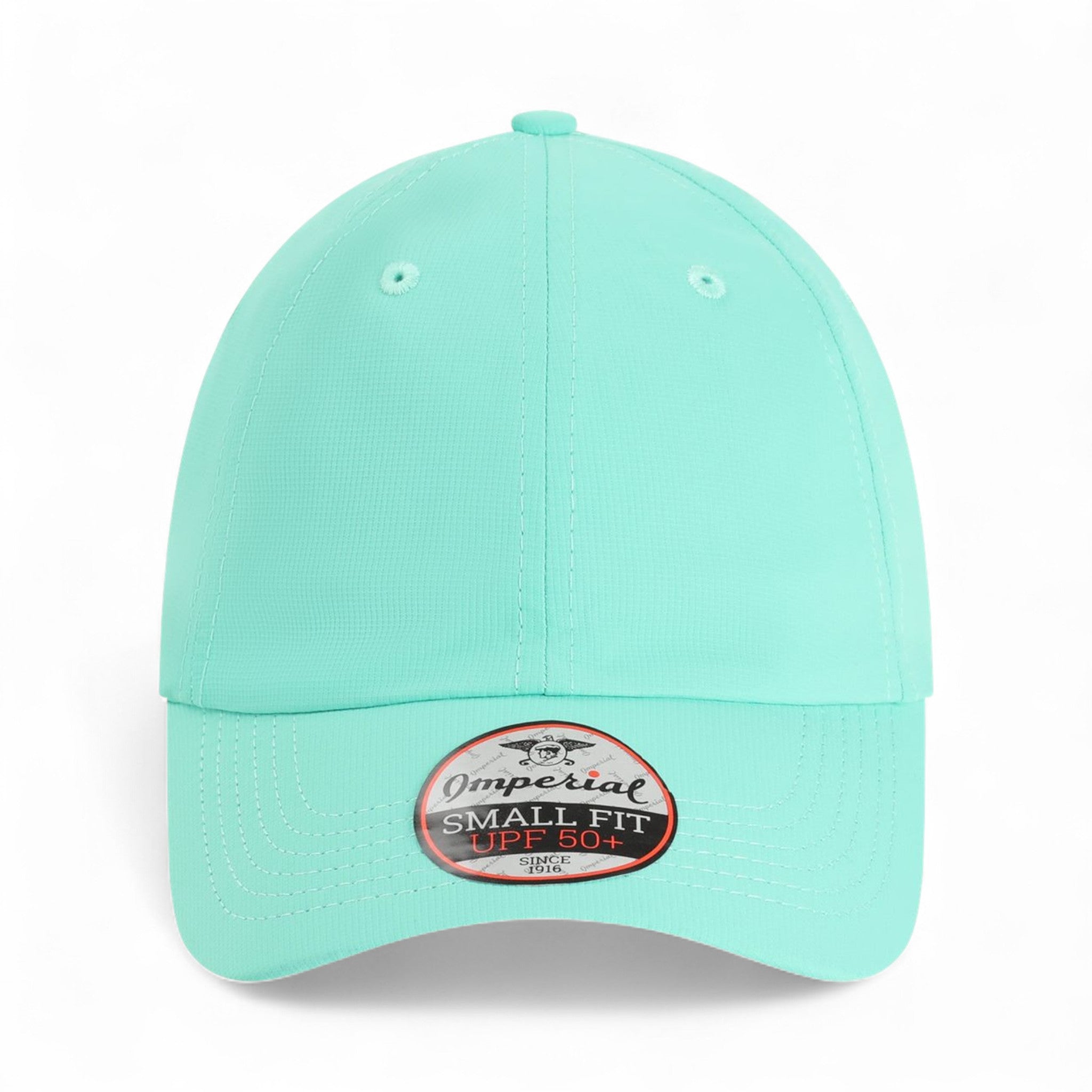 Front view of Imperial L210P custom hat in aqua