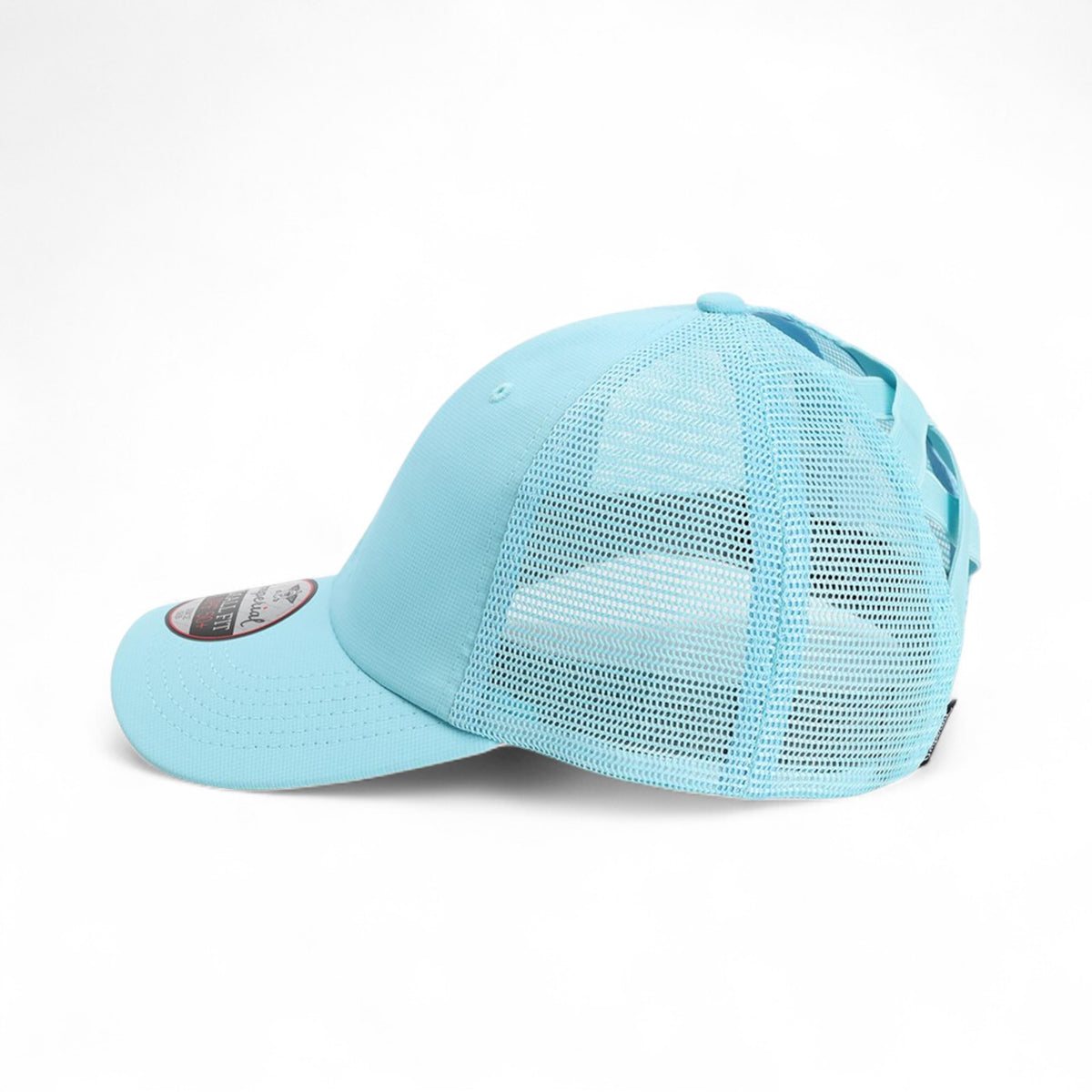 Left side view of Imperial L338M custom hat in light blue