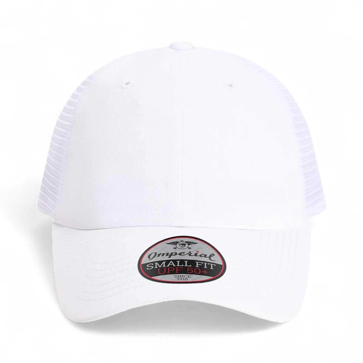 Front view of Imperial L338M custom hat in white