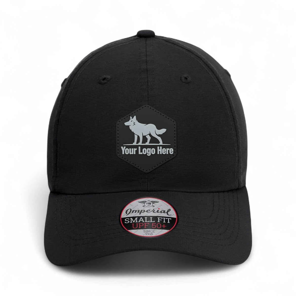 PVC patch preview of Imperial L338 custom hat in black