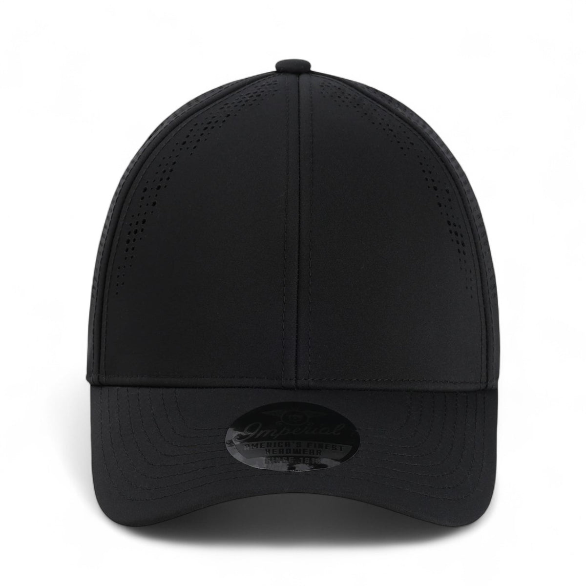 Front view of Imperial S1502 custom hat in black