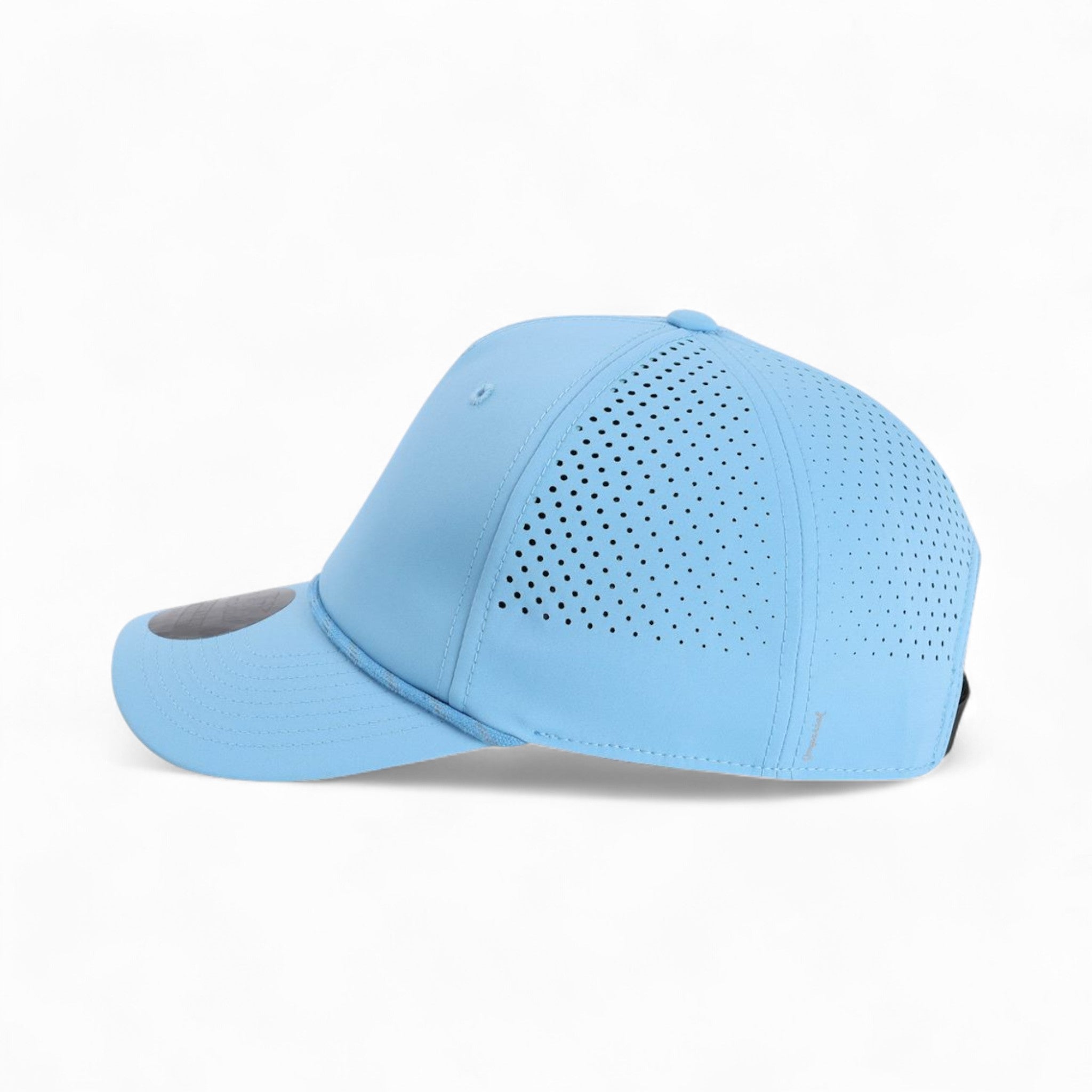 Left side view of Imperial S1505 custom hat in light blue