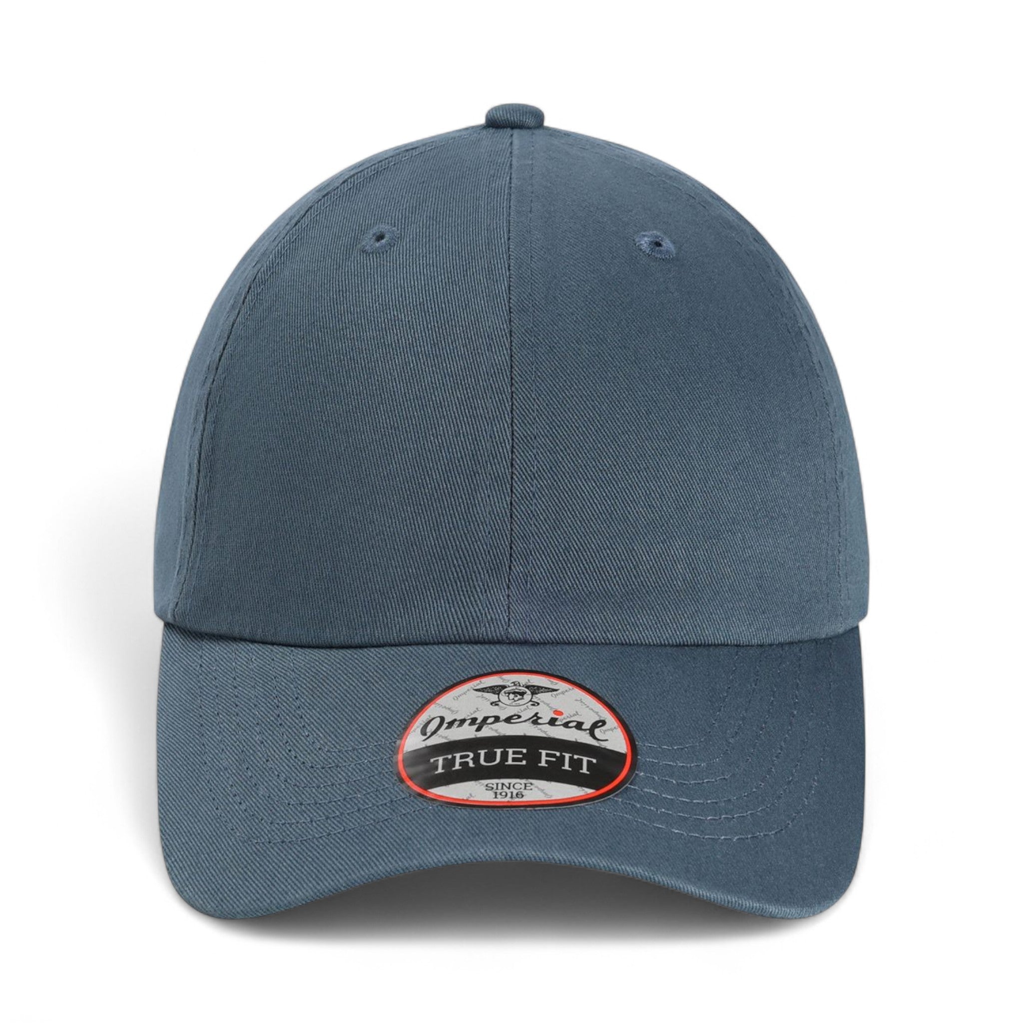 Front view of Imperial X210B custom hat in breaker blue