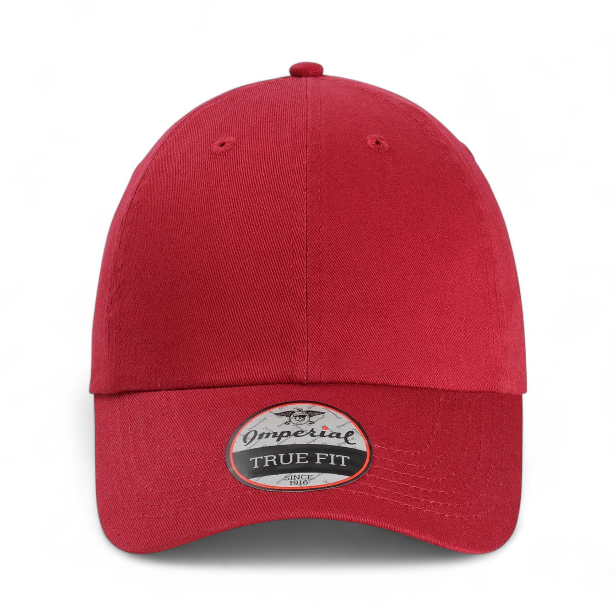 Front view of Imperial X210B custom hat in cardinal red