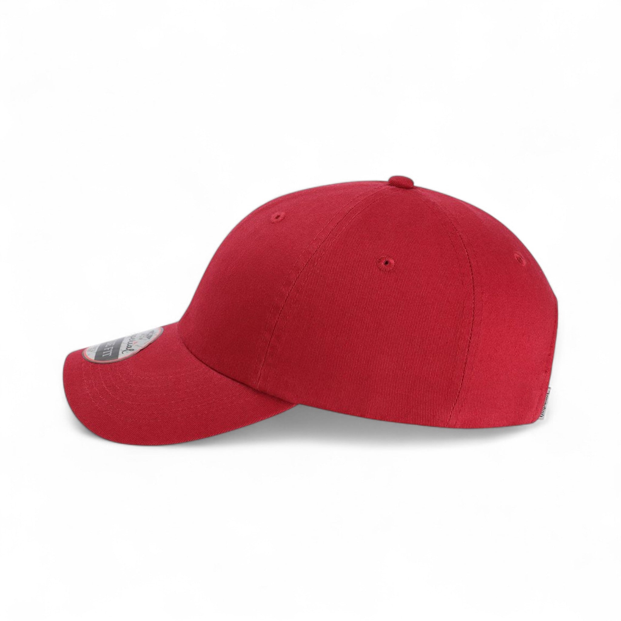 Left side view of Imperial X210B custom hat in cardinal red