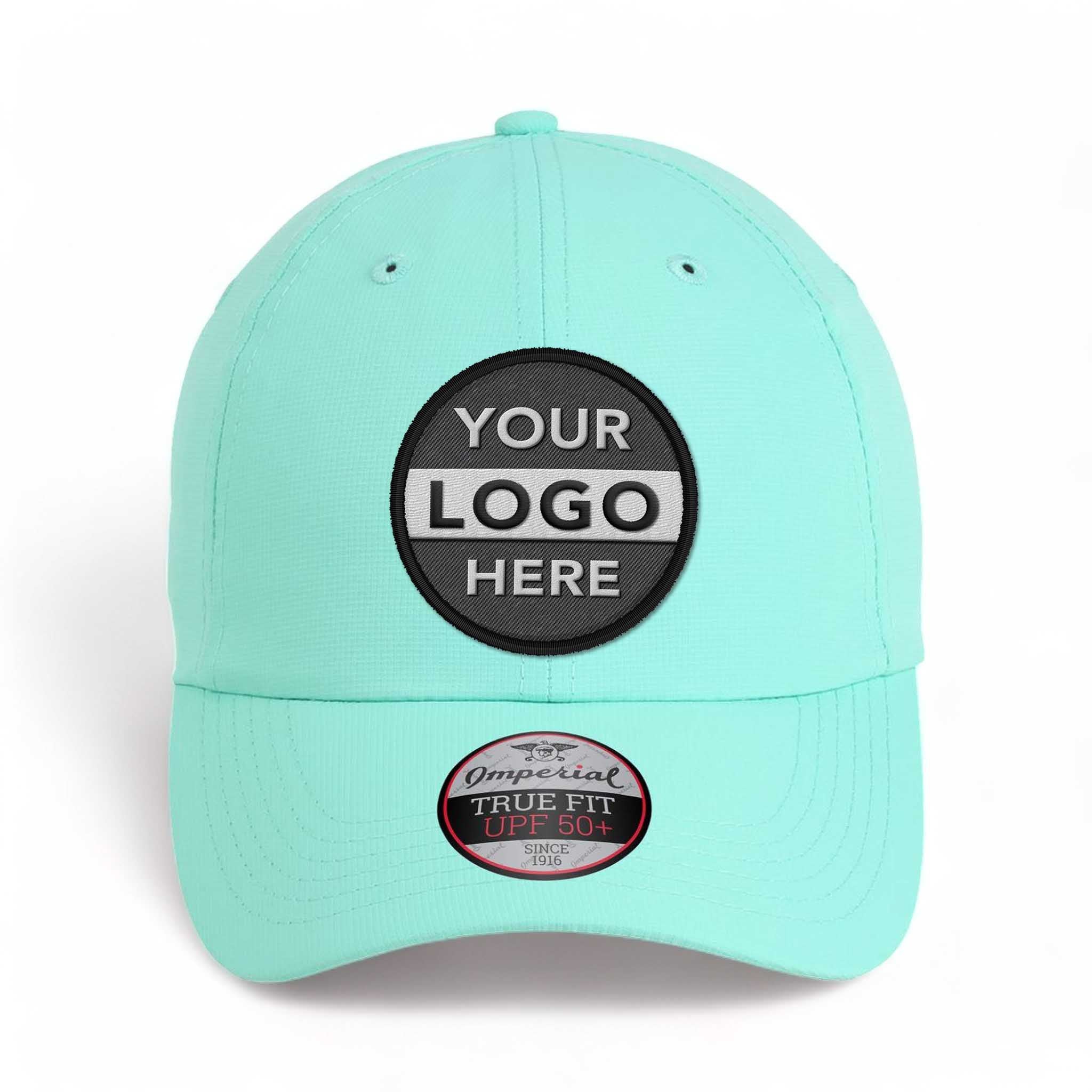 Imperial X210P custom embroidered patch hat in aqua